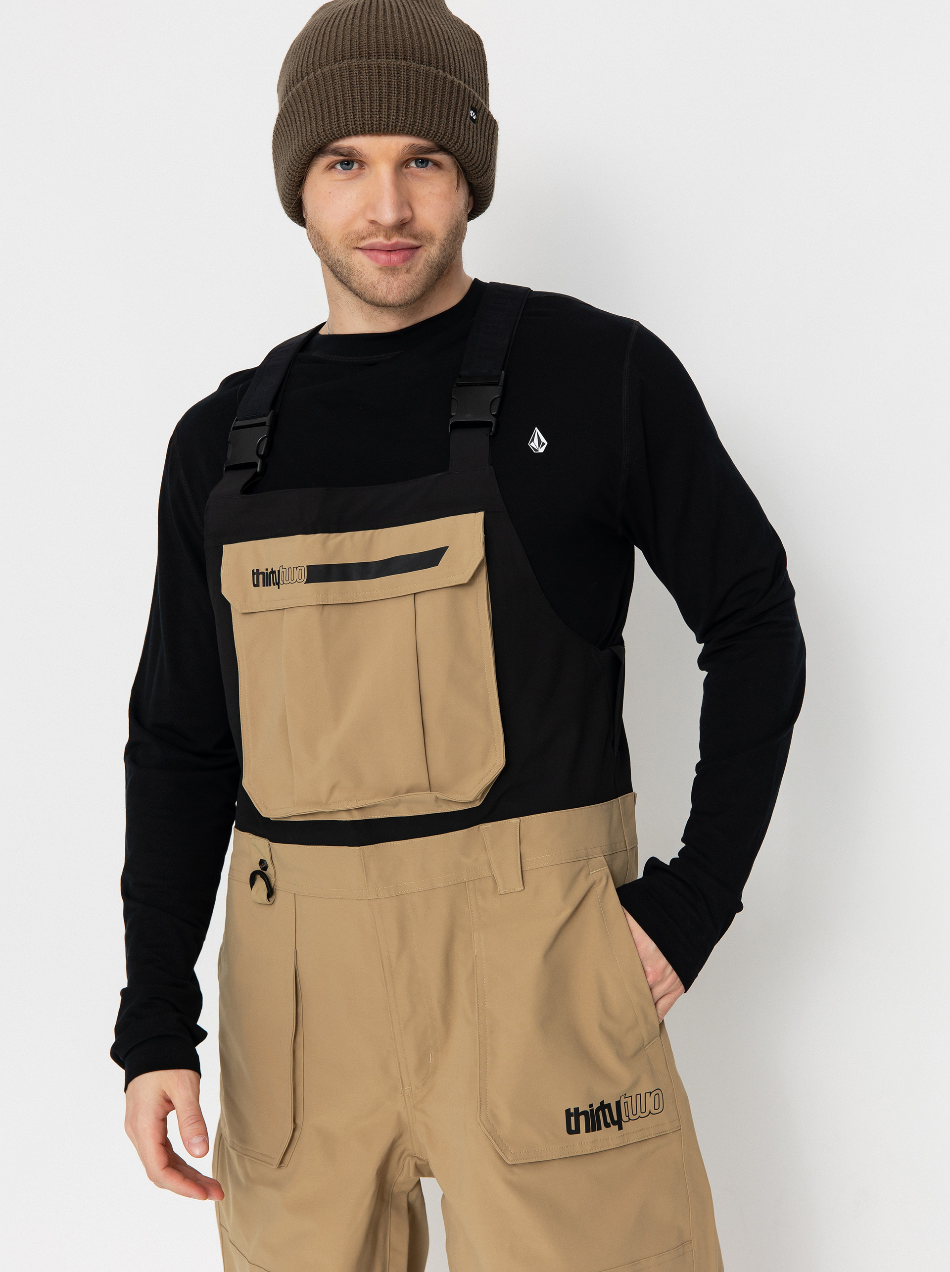 Pánské Snowboardové kalhoty  ThirtyTwo Basement Bib (khaki)