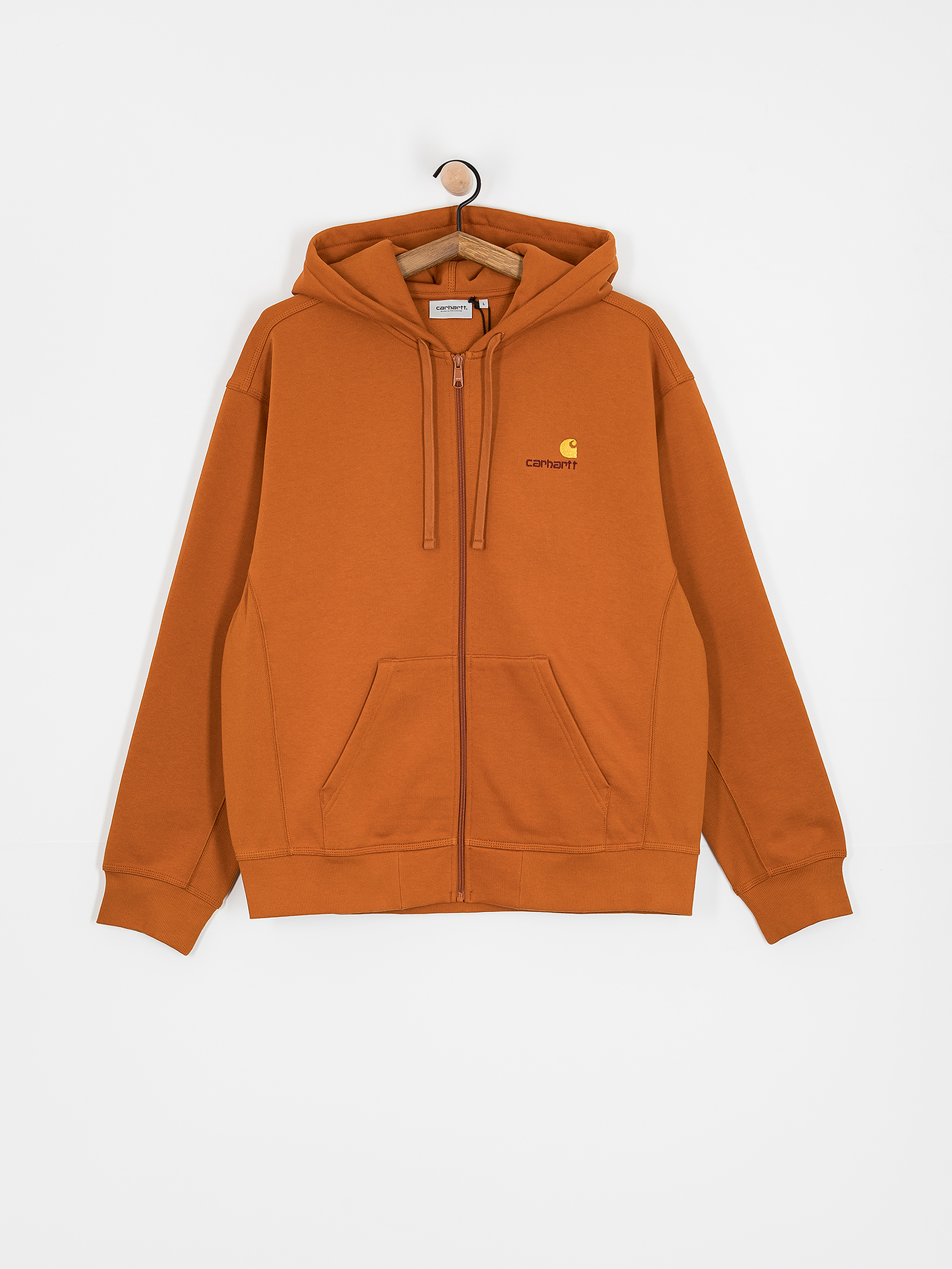 Mikina s kapucí Carhartt WIP American Script ZHD (sienna)