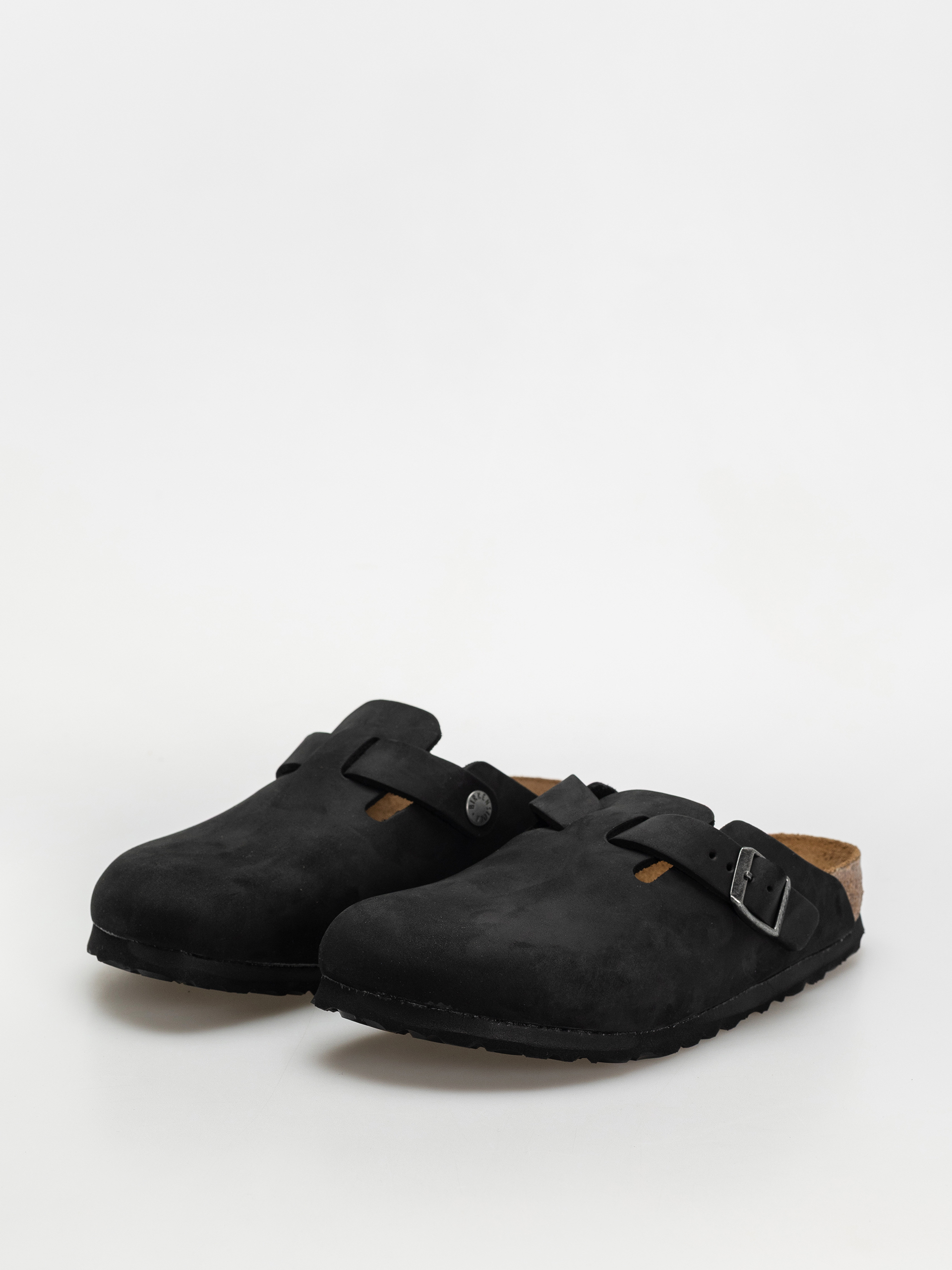 Plážovky Birkenstock Boston Oiled Leather Narrow Wmn (black)