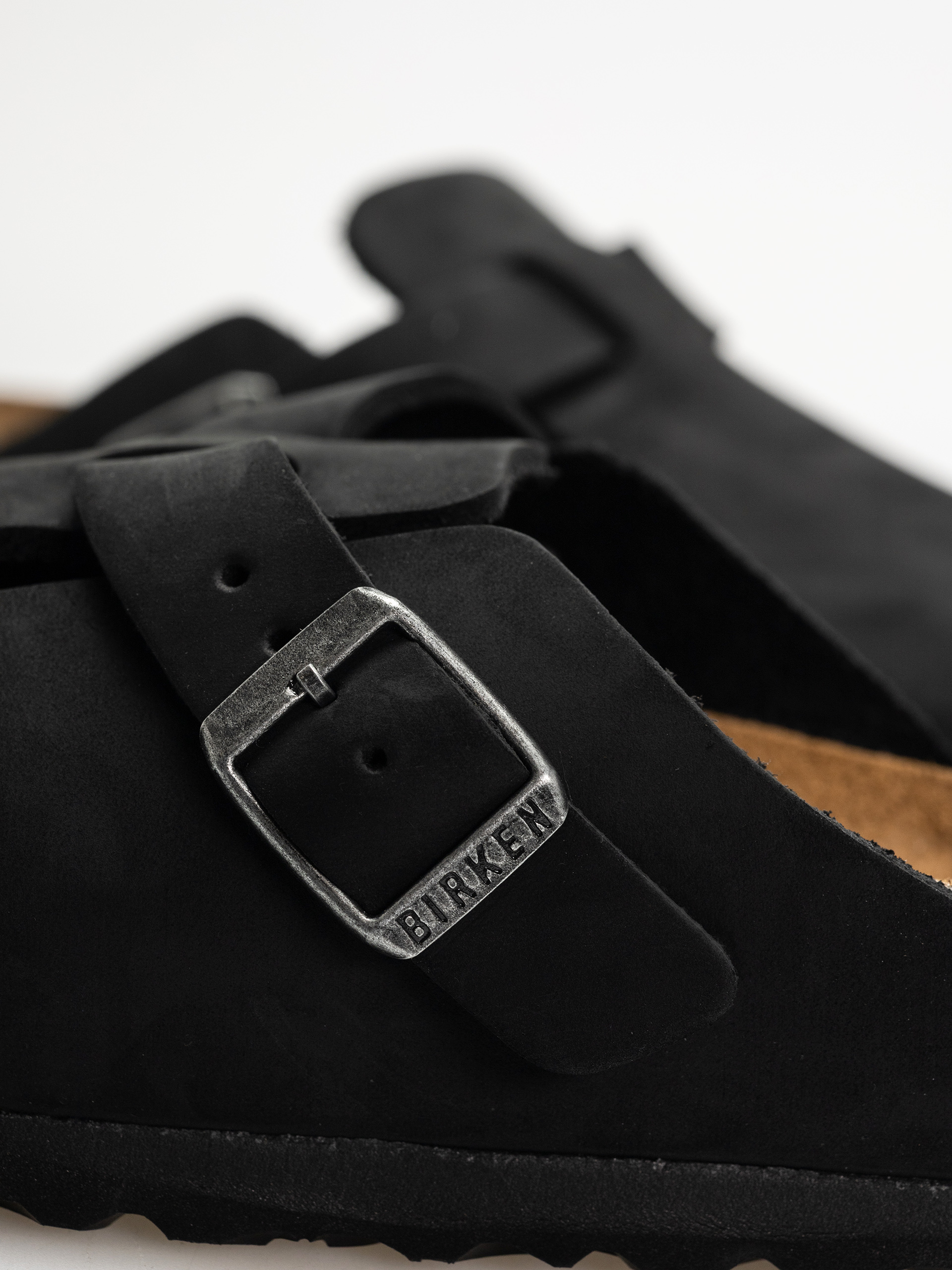 Plážovky Birkenstock Boston Oiled Leather Narrow Wmn (black)