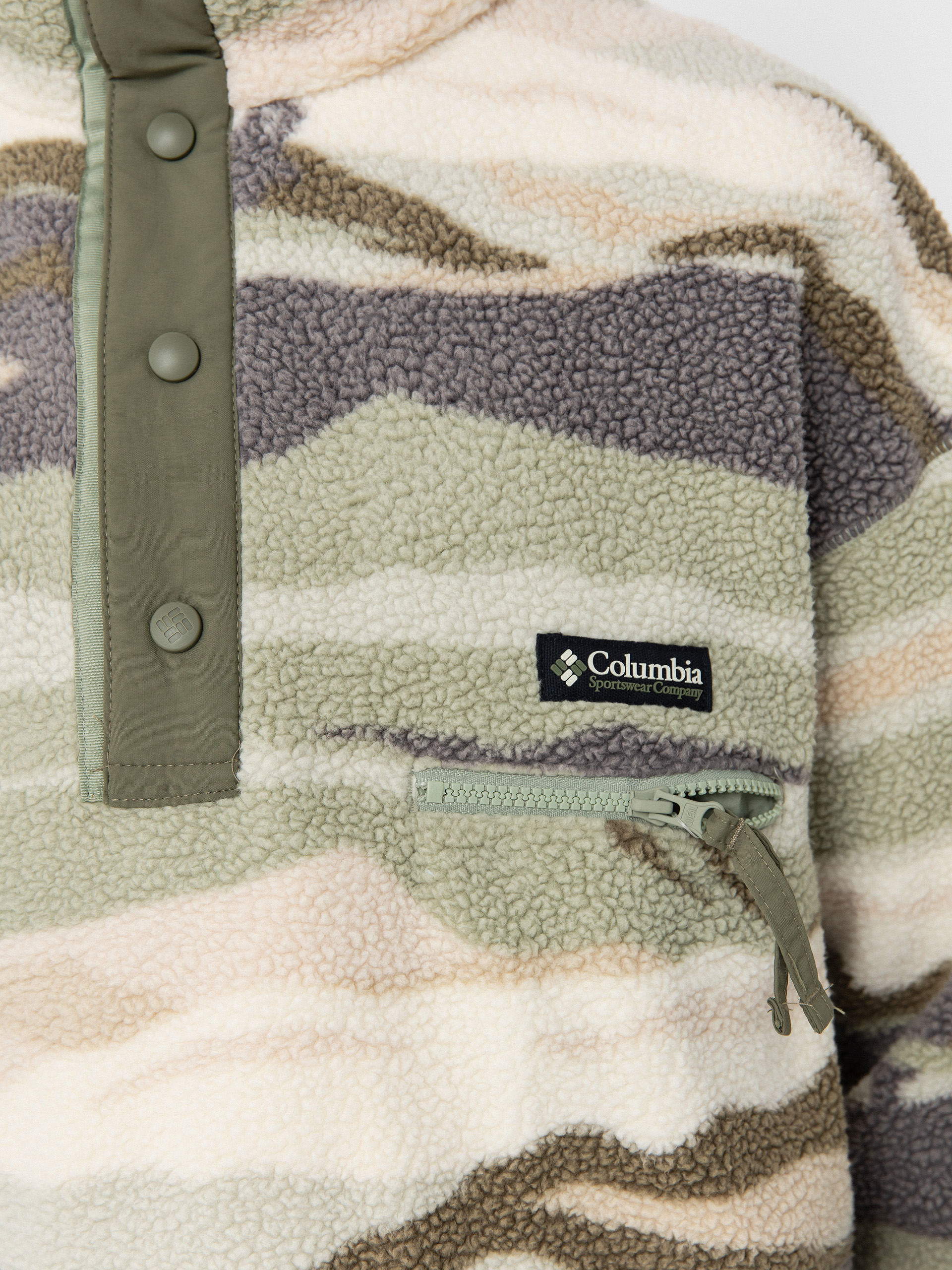 Pánský Fleecová mikina Columbia Helvetia II Printed Half Snap (safari rouge va)