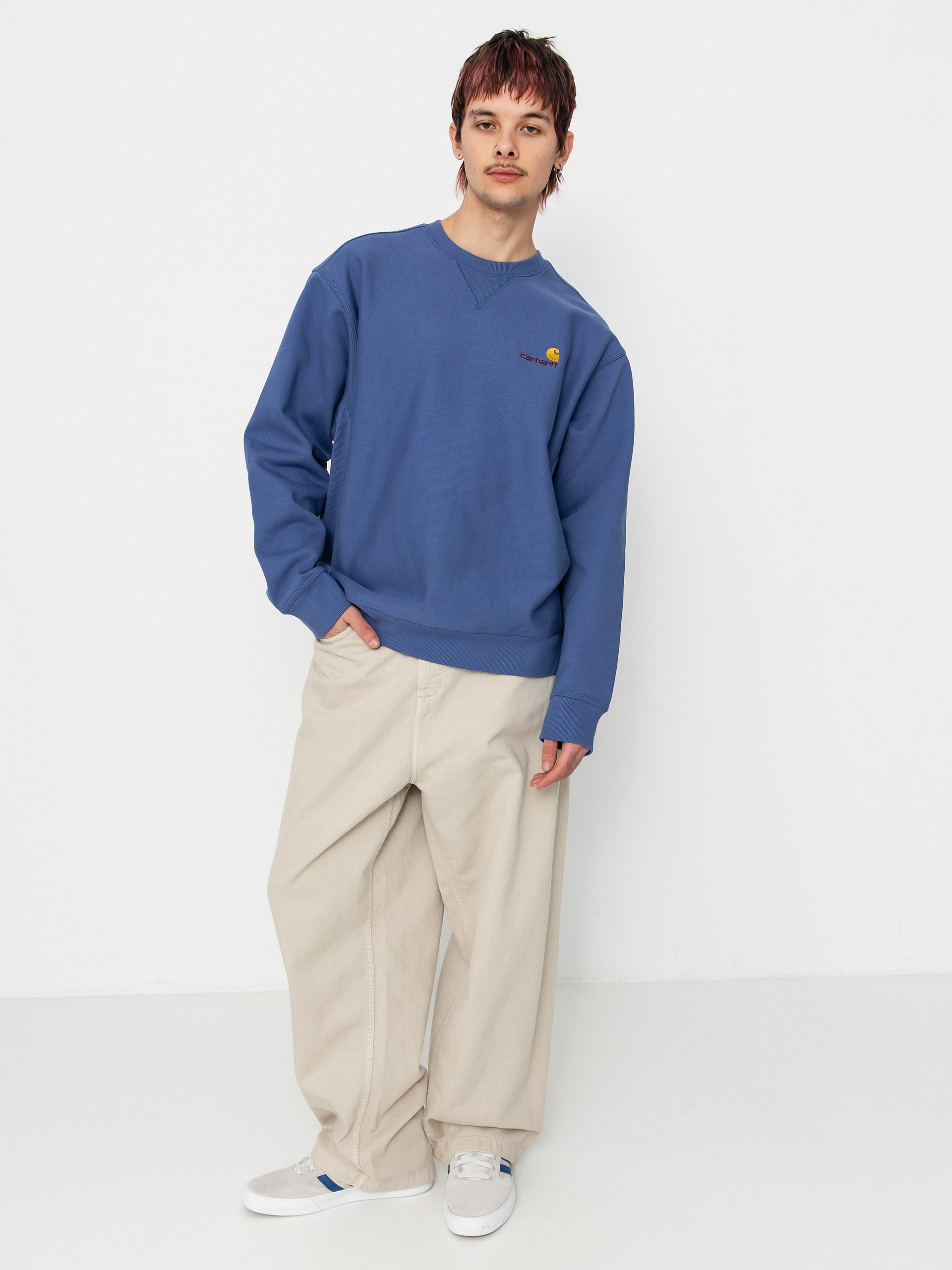 Mikina Carhartt WIP American Script (blue iris)