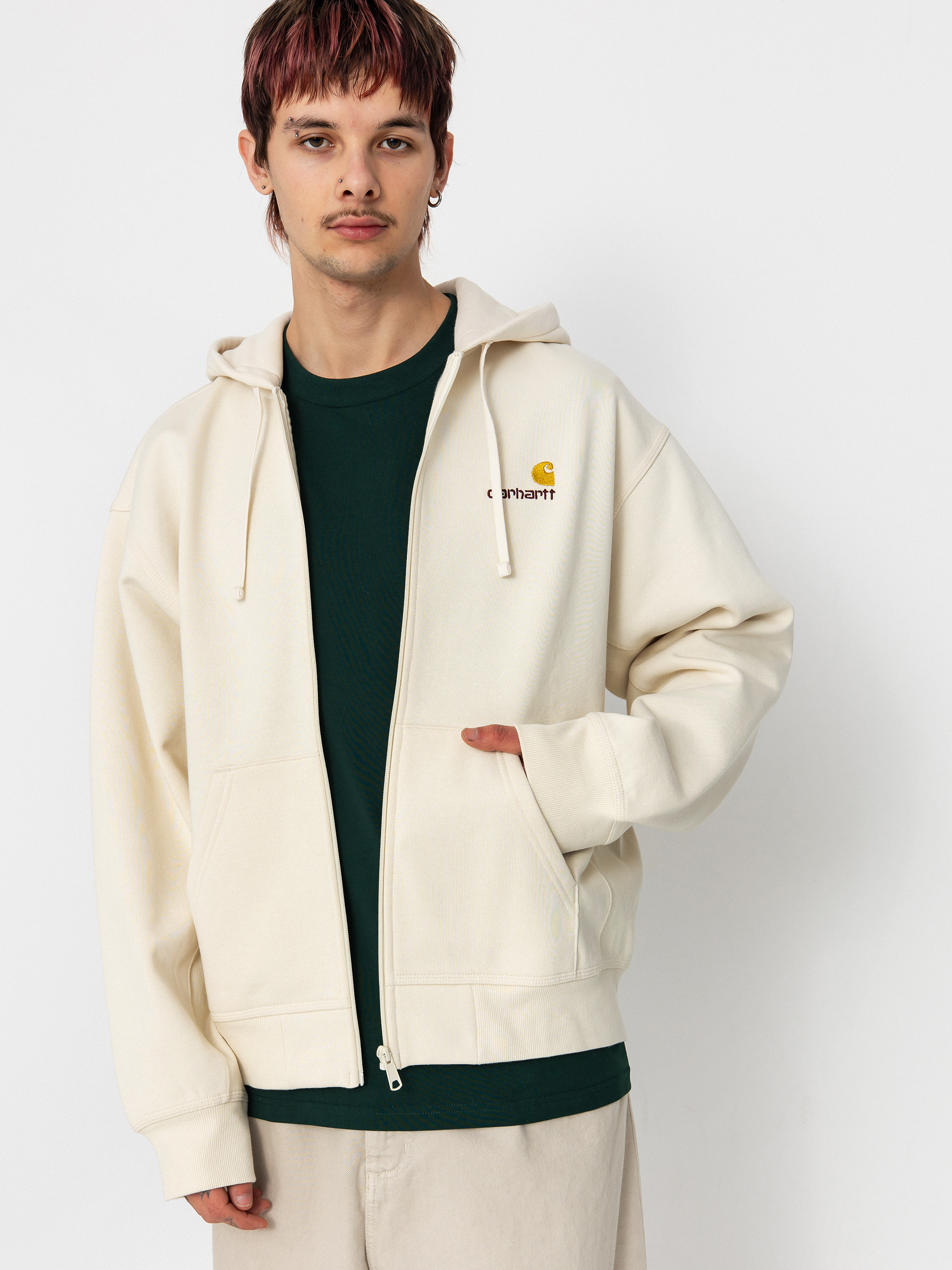 Mikina s kapucu00ed Carhartt WIP American Script ZHD (natural)
