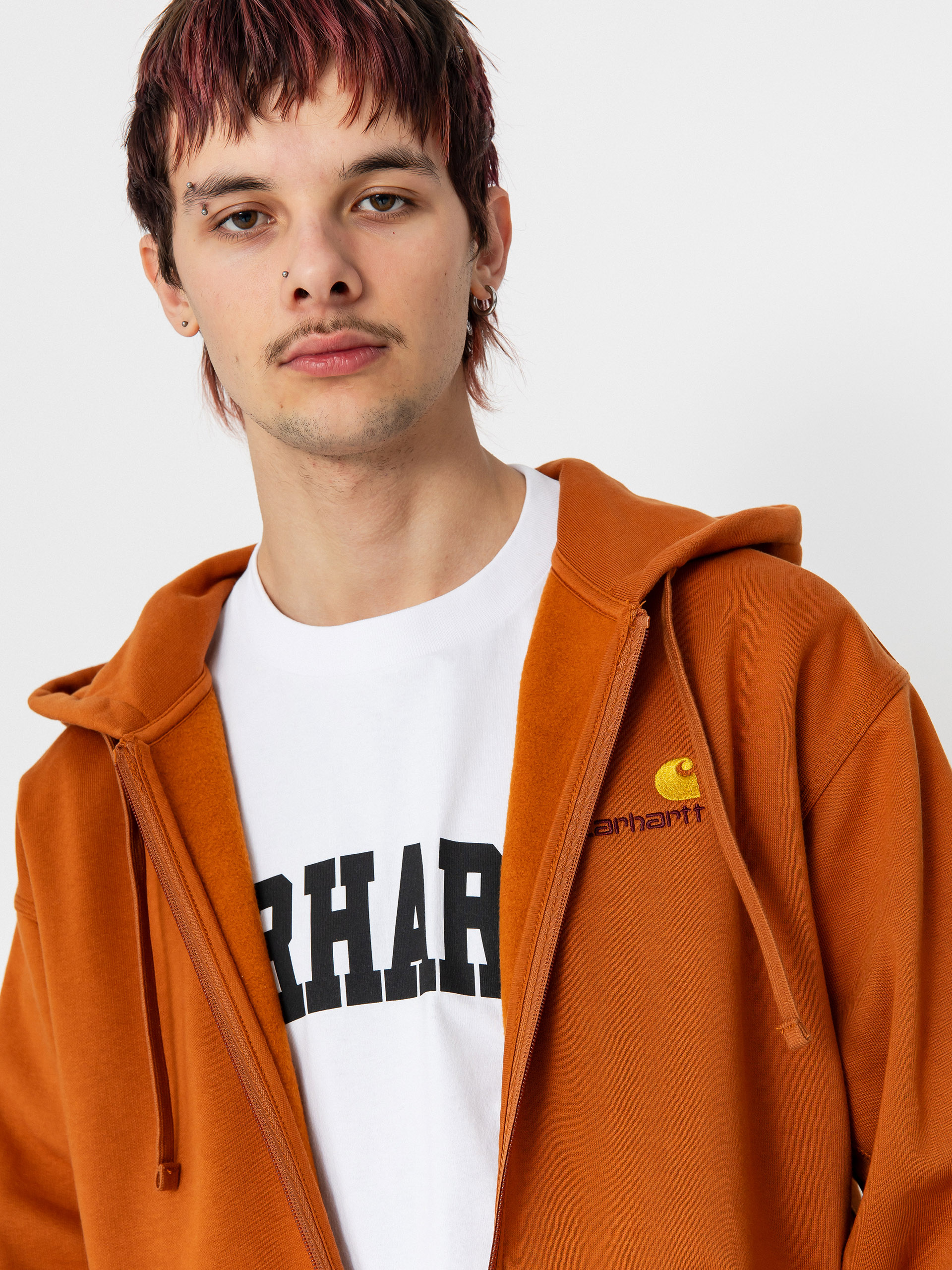 Mikina s kapucí Carhartt WIP American Script ZHD (sienna)