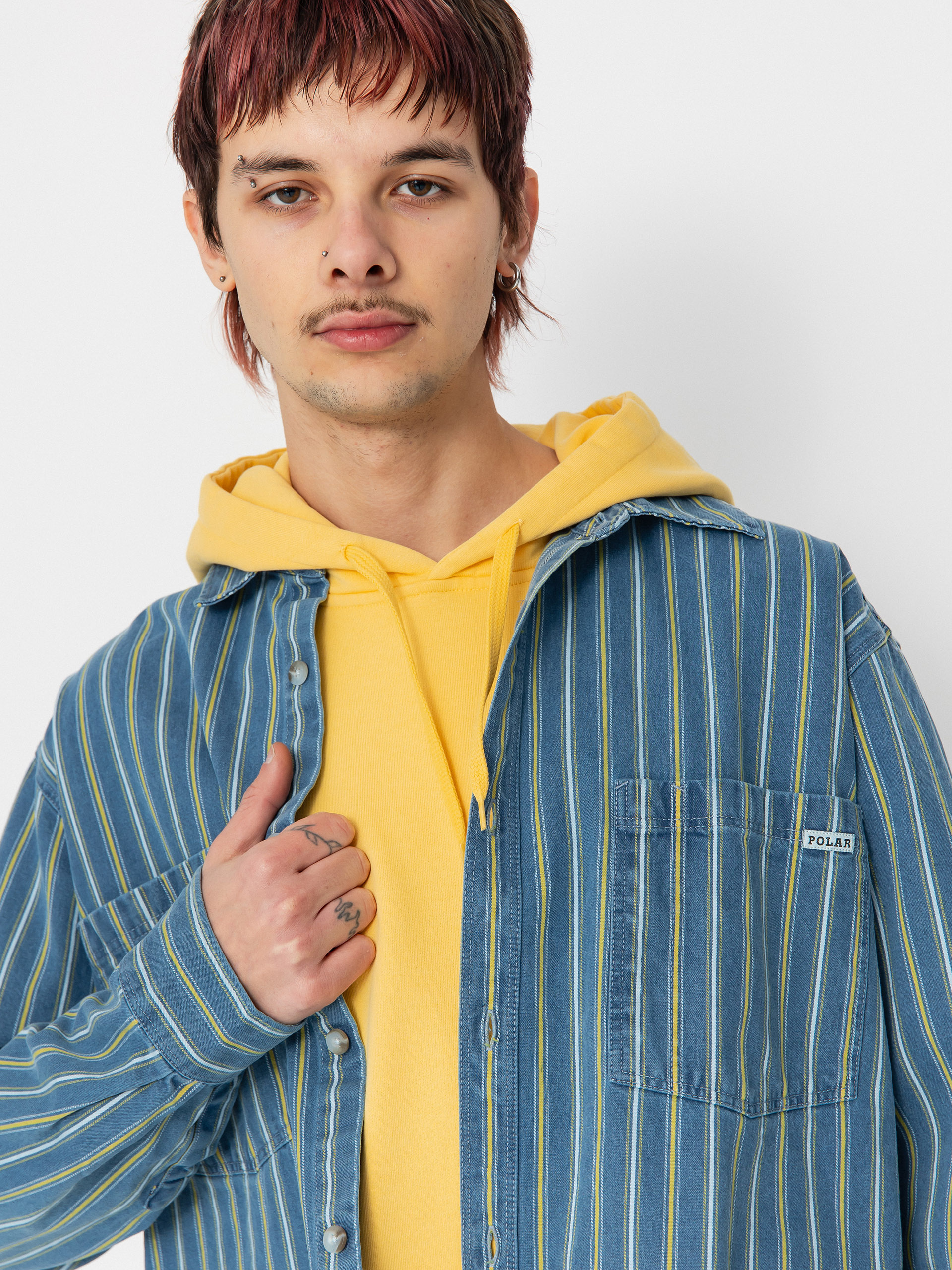 Košile Polar Skate Mike Denim (blue/yellow)