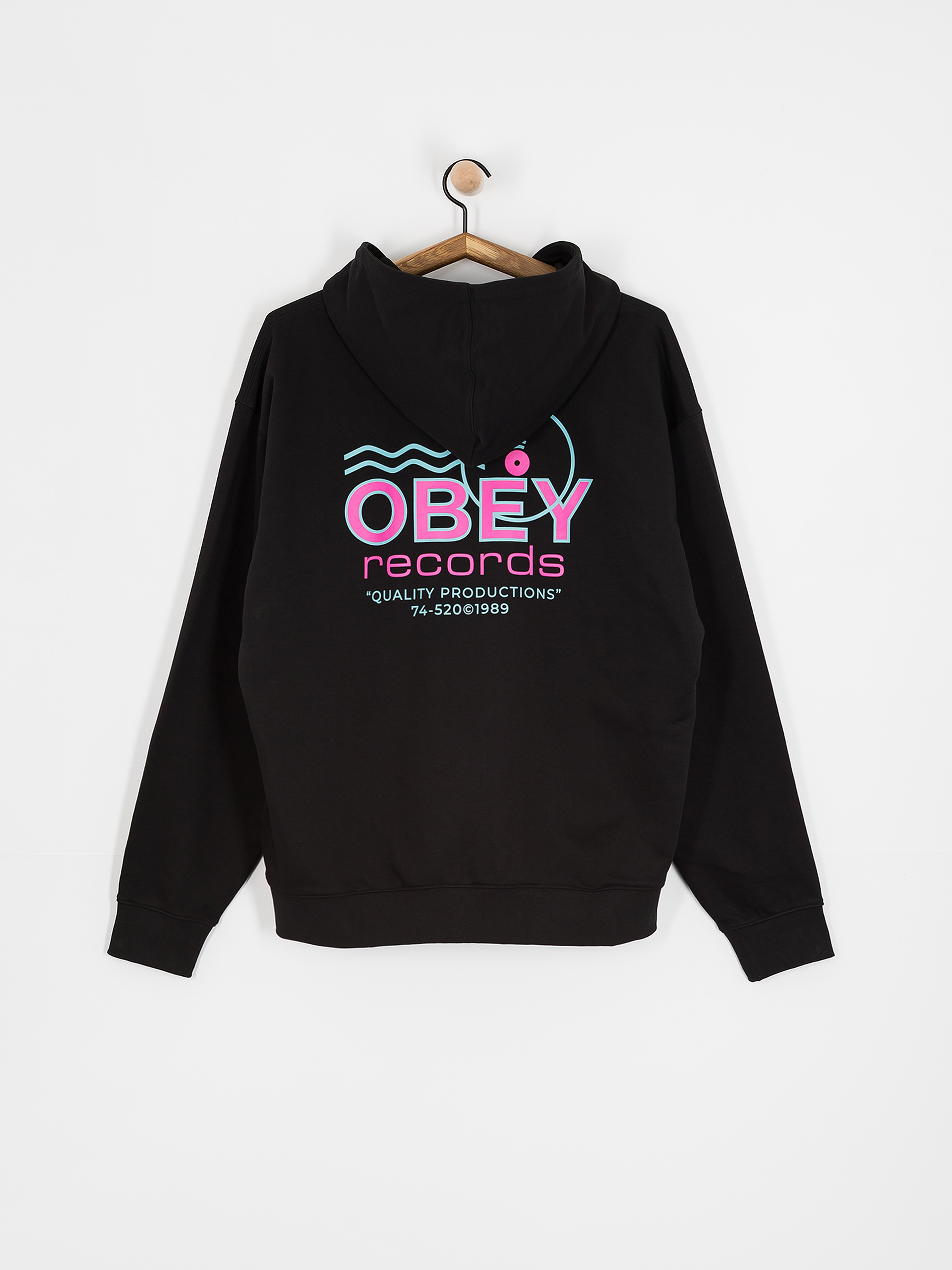 Mikina OBEY Records Sound Waves (black)