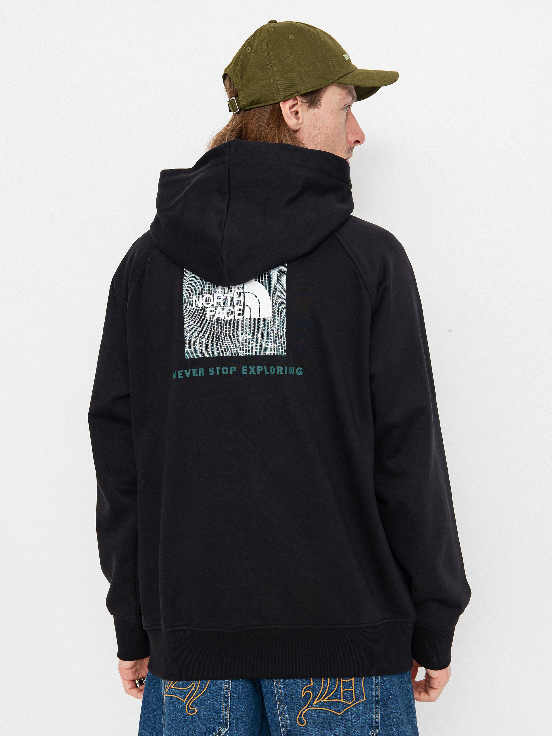 Mikina s kapucí The North Face Raglan Box Nse Tailgrid Infill HD (tnf black/deep nori tra)