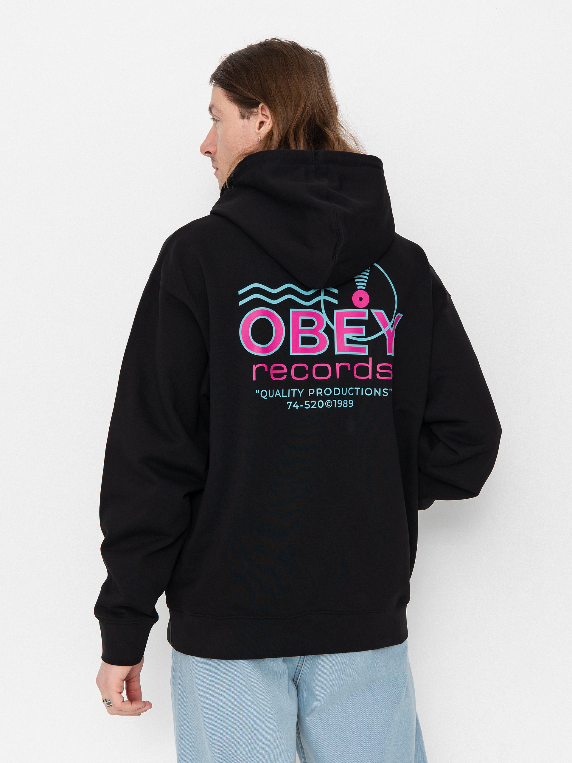 Mikina OBEY Records Sound Waves (black)