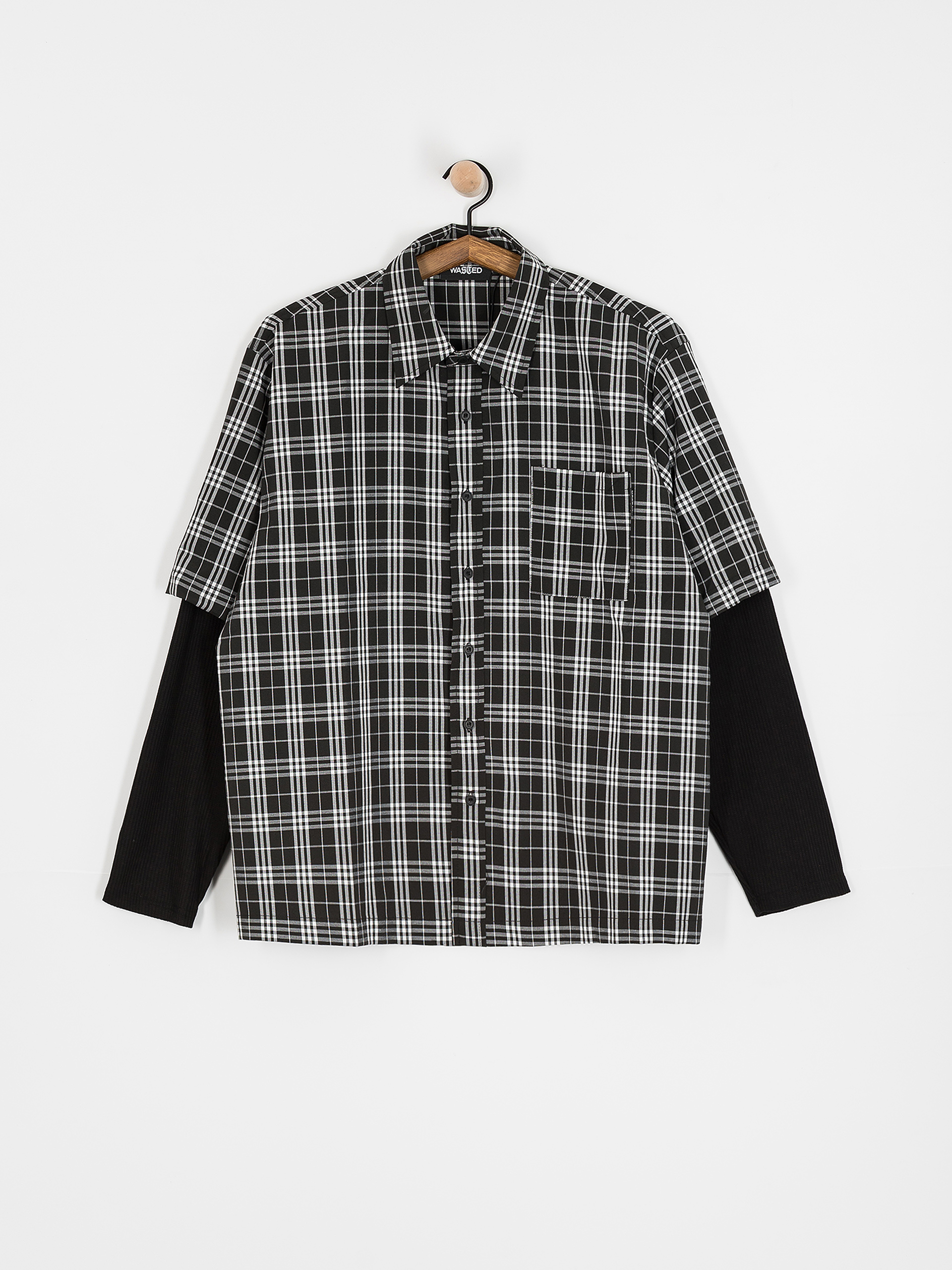 Košile Wasted Paris Yard Tartan Shirt Age (black/white)