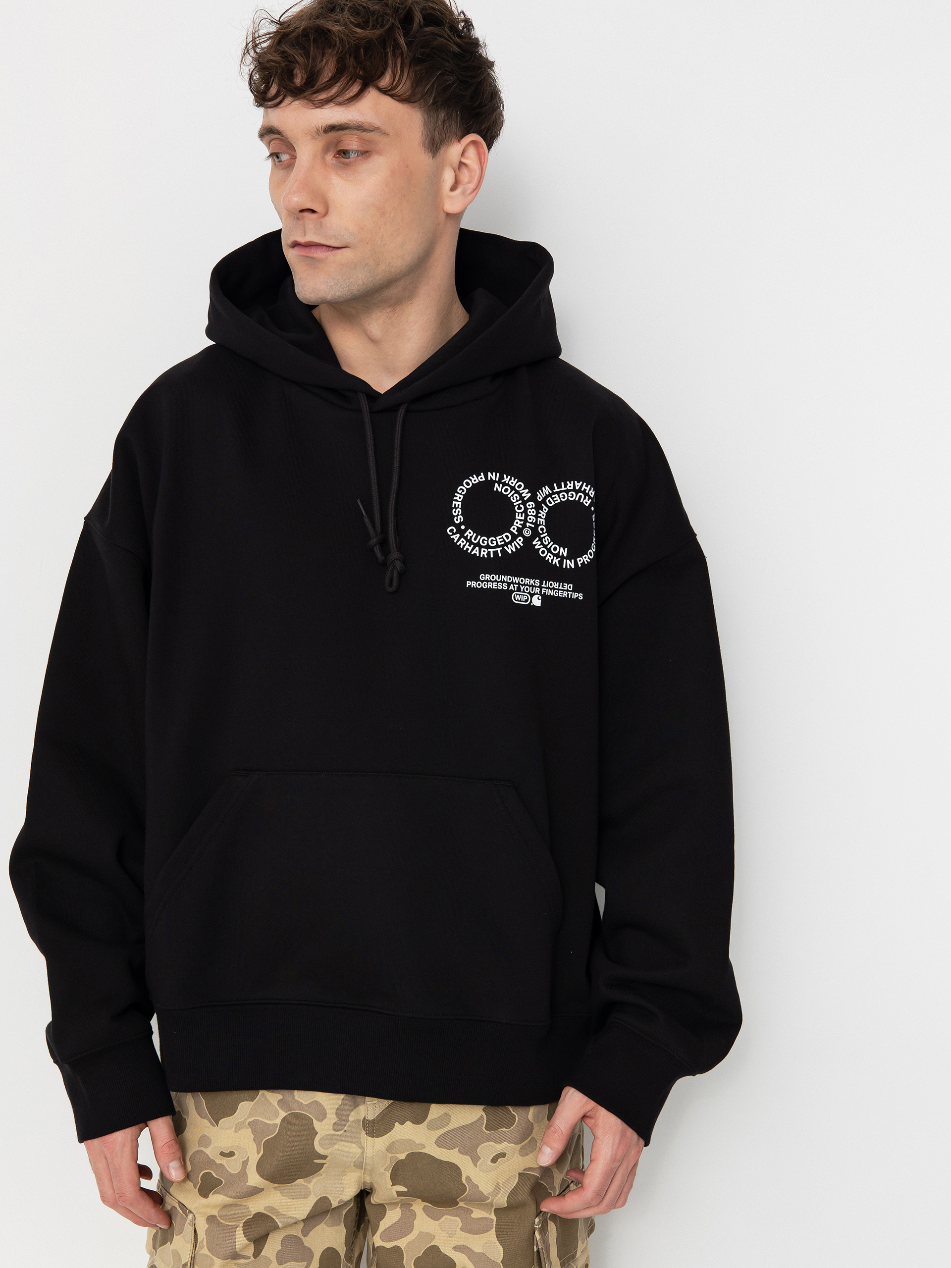 Mikina s kapucí Carhartt WIP Rotation HD (black/white)