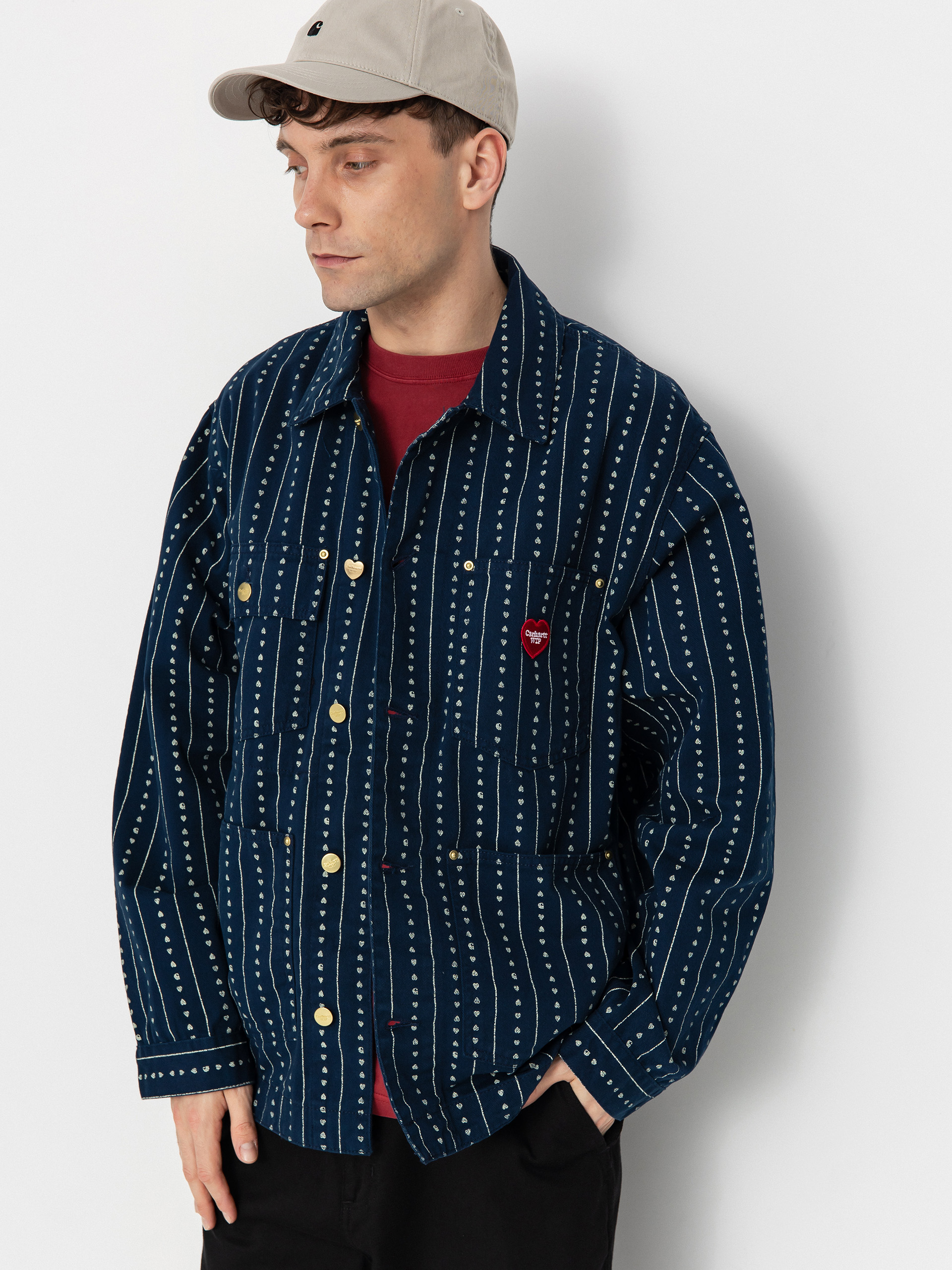 Bunda Carhartt WIP Drewe Chore Coat (heart c pinstripe/ink/natural)