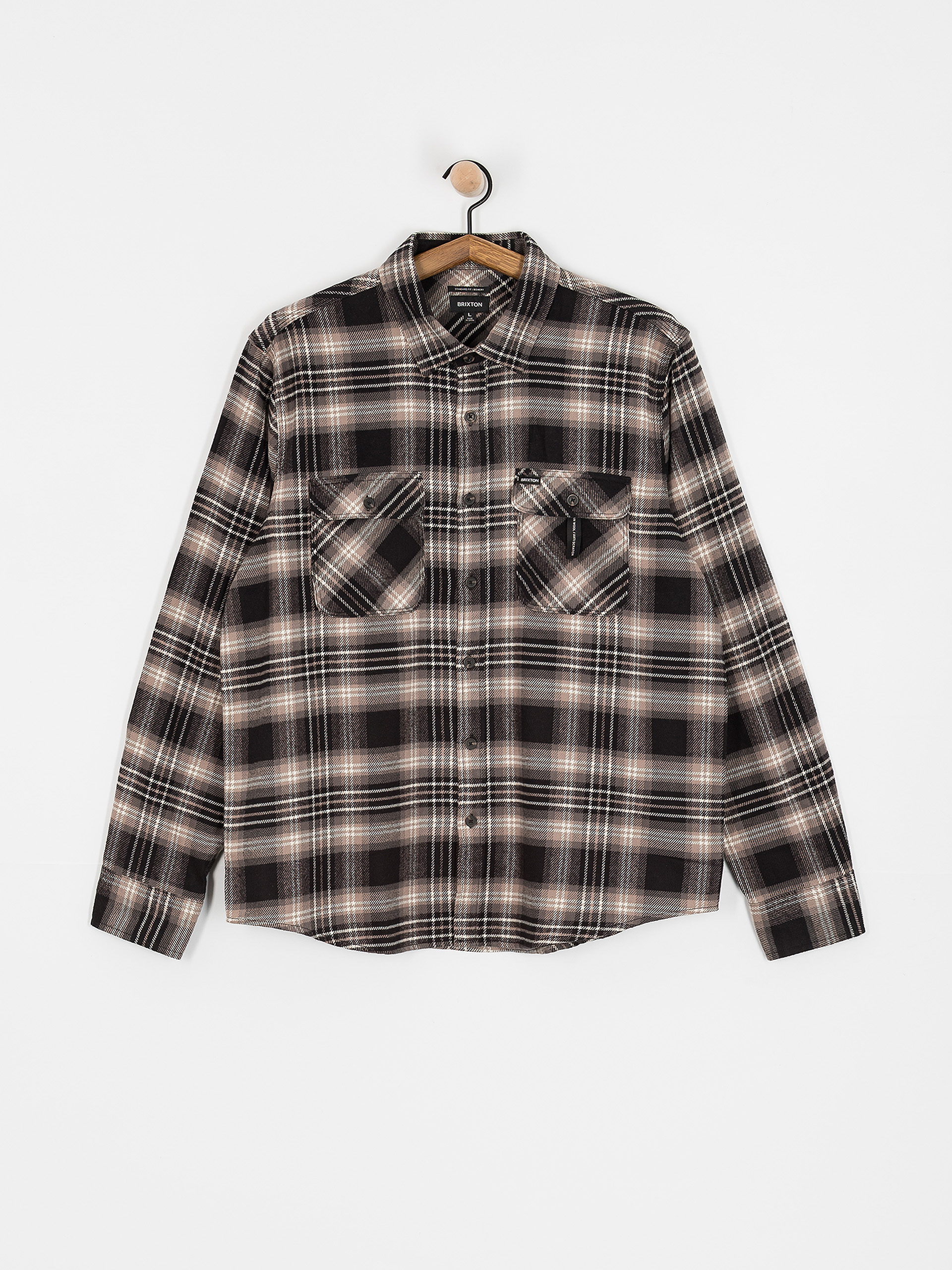 Košile Brixton Bowery Flannel (black/charcoal/beige)