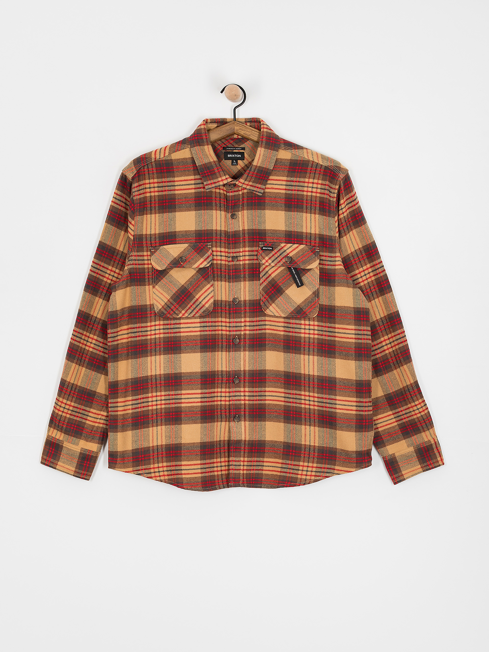 Košile Brixton Bowery Flannel (curry/washed black/crimson)