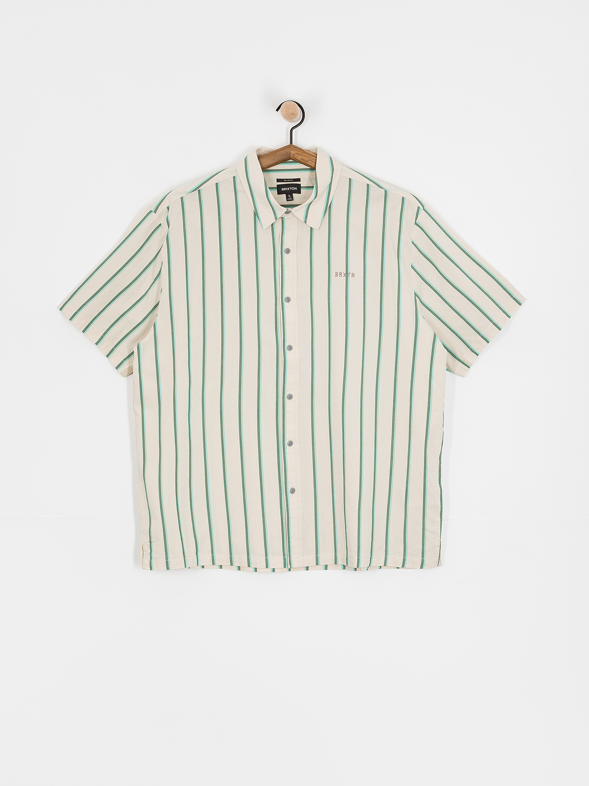 Košile Brixton Cru Stripe (beige/pine needle/aquatic gree)