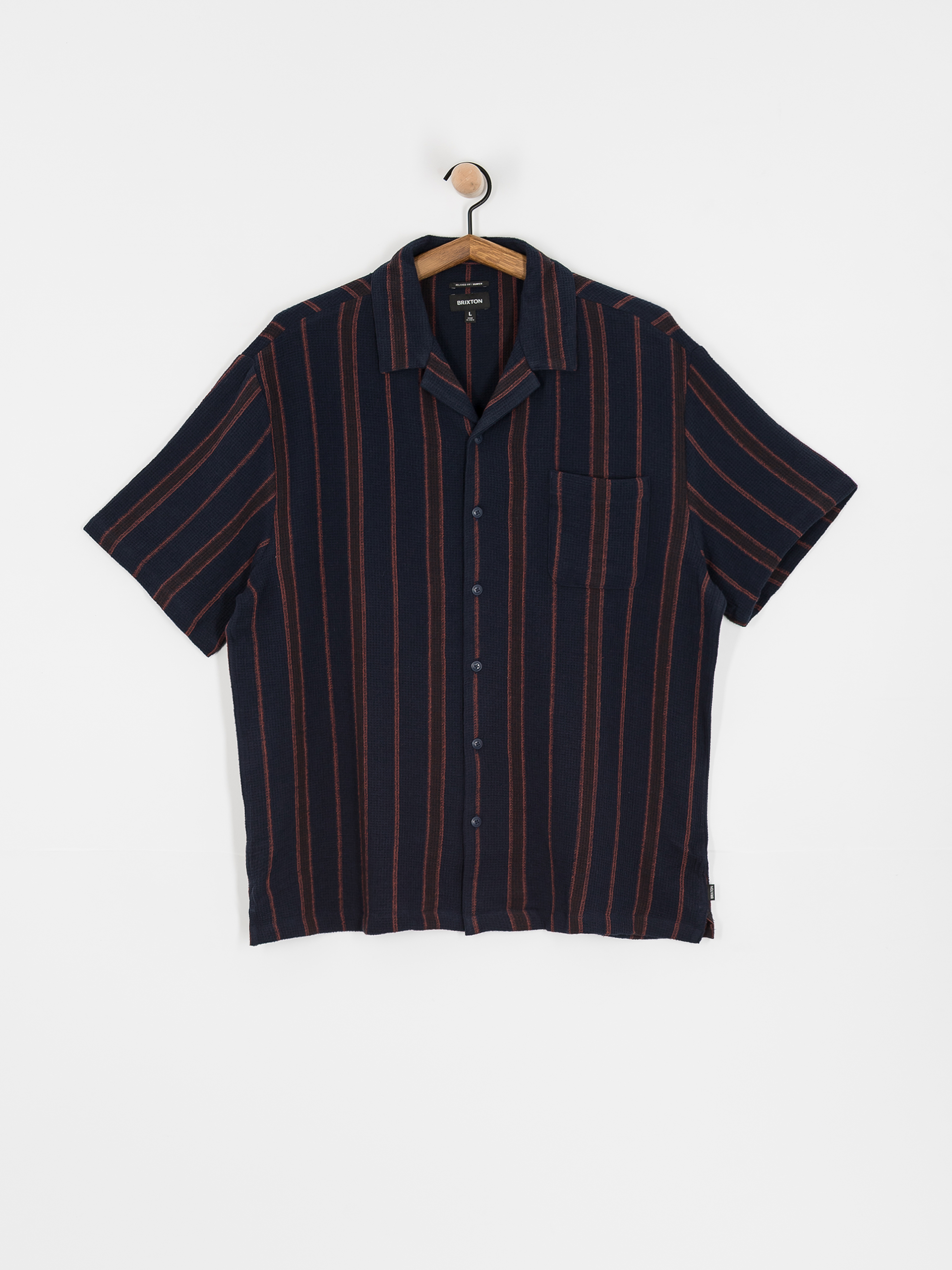 Košile Brixton Bunker Waffle Stripe (washed navy stripe)