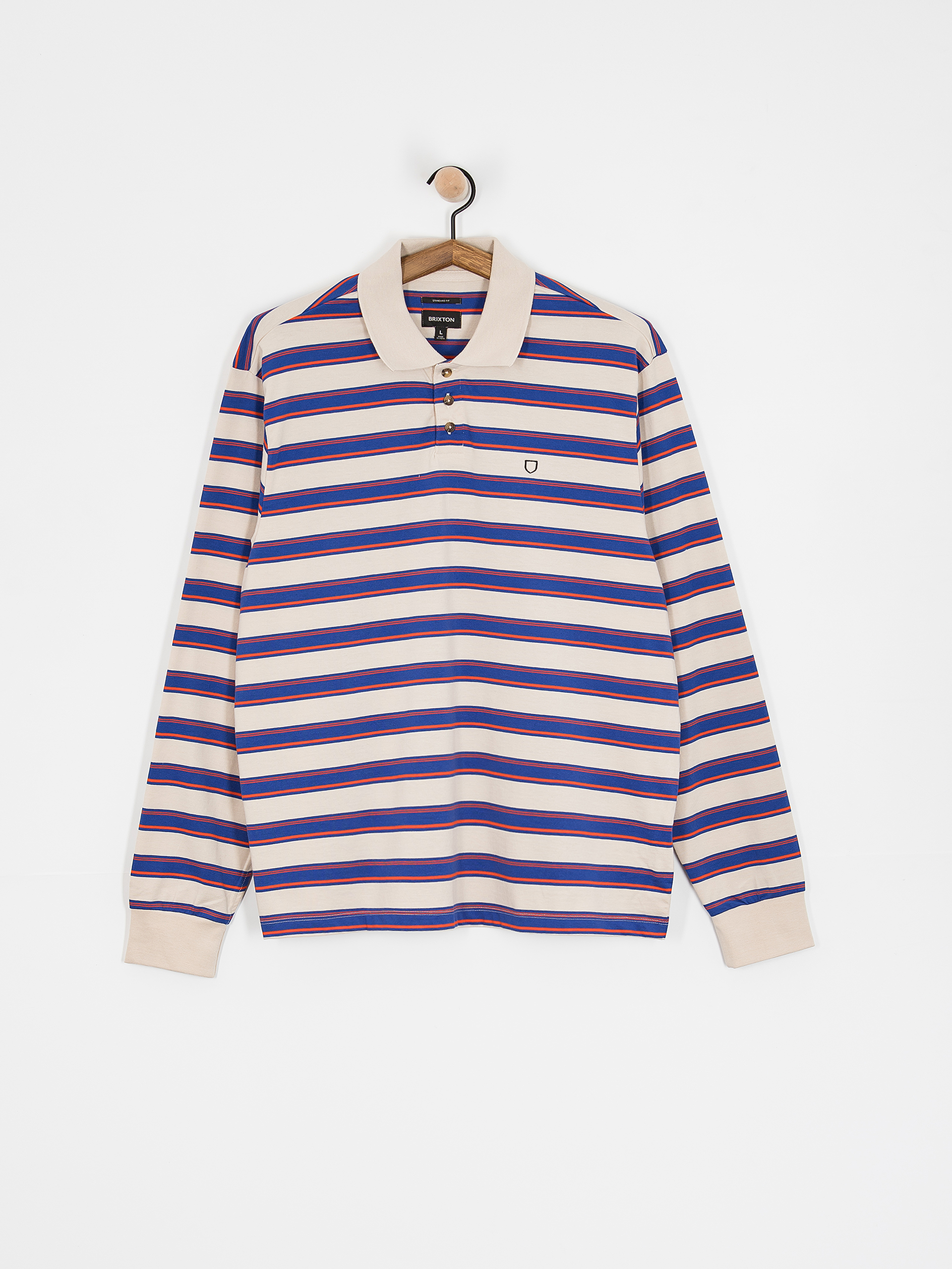 Triko Brixton Vintage Stripe Polo Knit (electric blue/flame/whitecap)