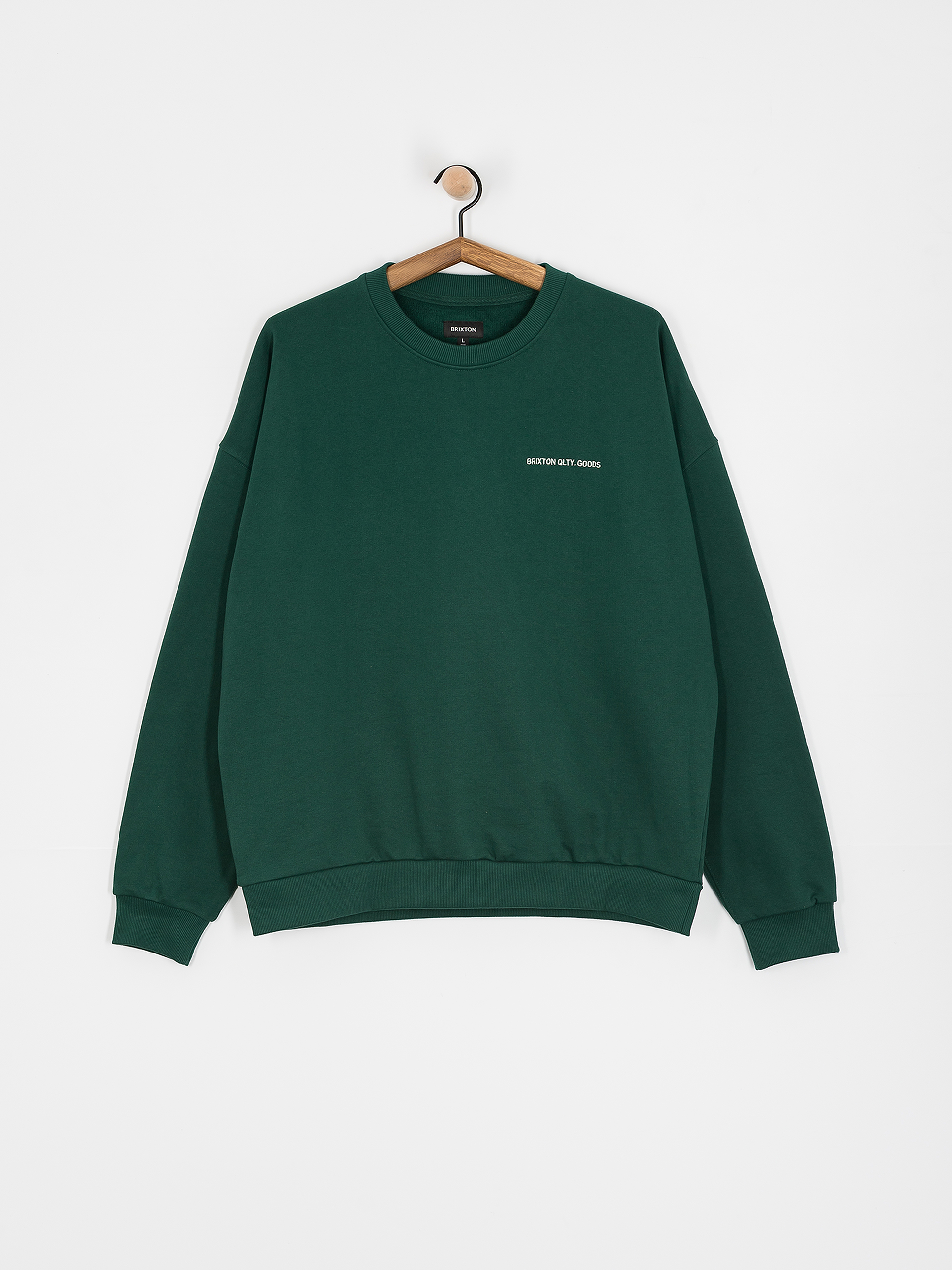 Mikina Brixton Embroidered Heavy Weight Crew (deep emerald)