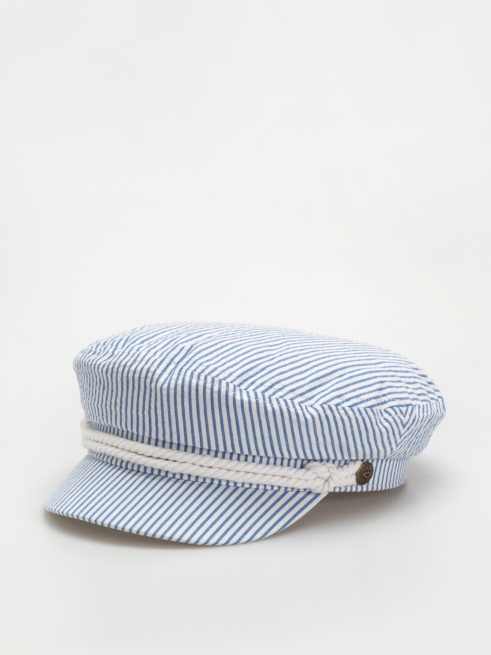 Klobouk s ku0161iltem Brixton Fiddler Cap (off white/blue seersucker)