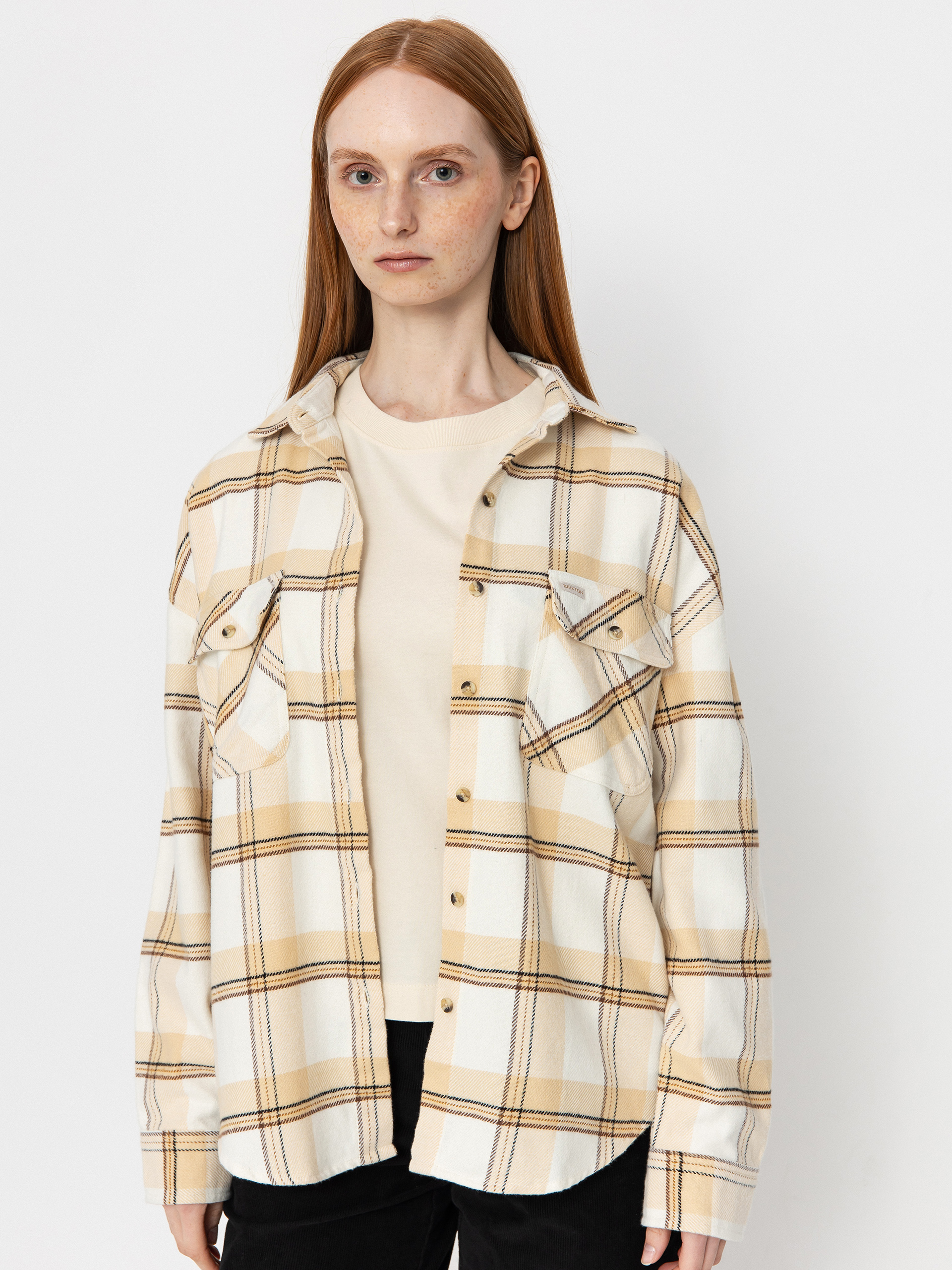 Košile Brixton Bowery Classic Flannel Wmn (off white/semolina/washed copp)