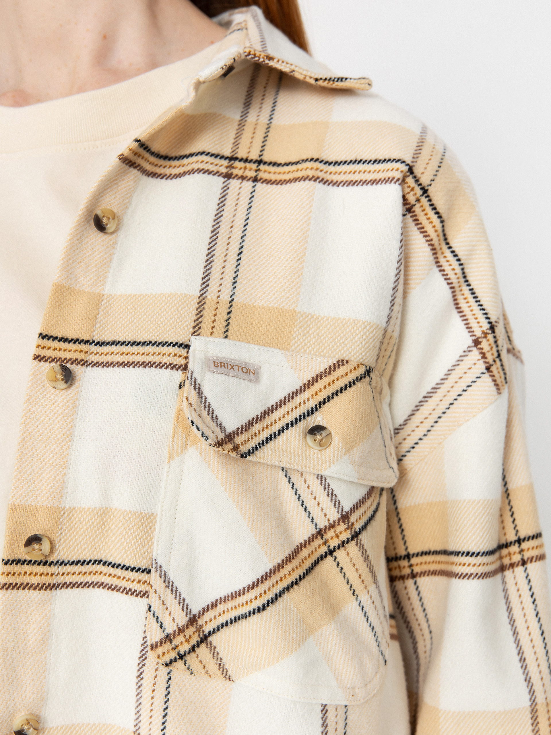 Košile Brixton Bowery Classic Flannel Wmn (off white/semolina/washed copp)