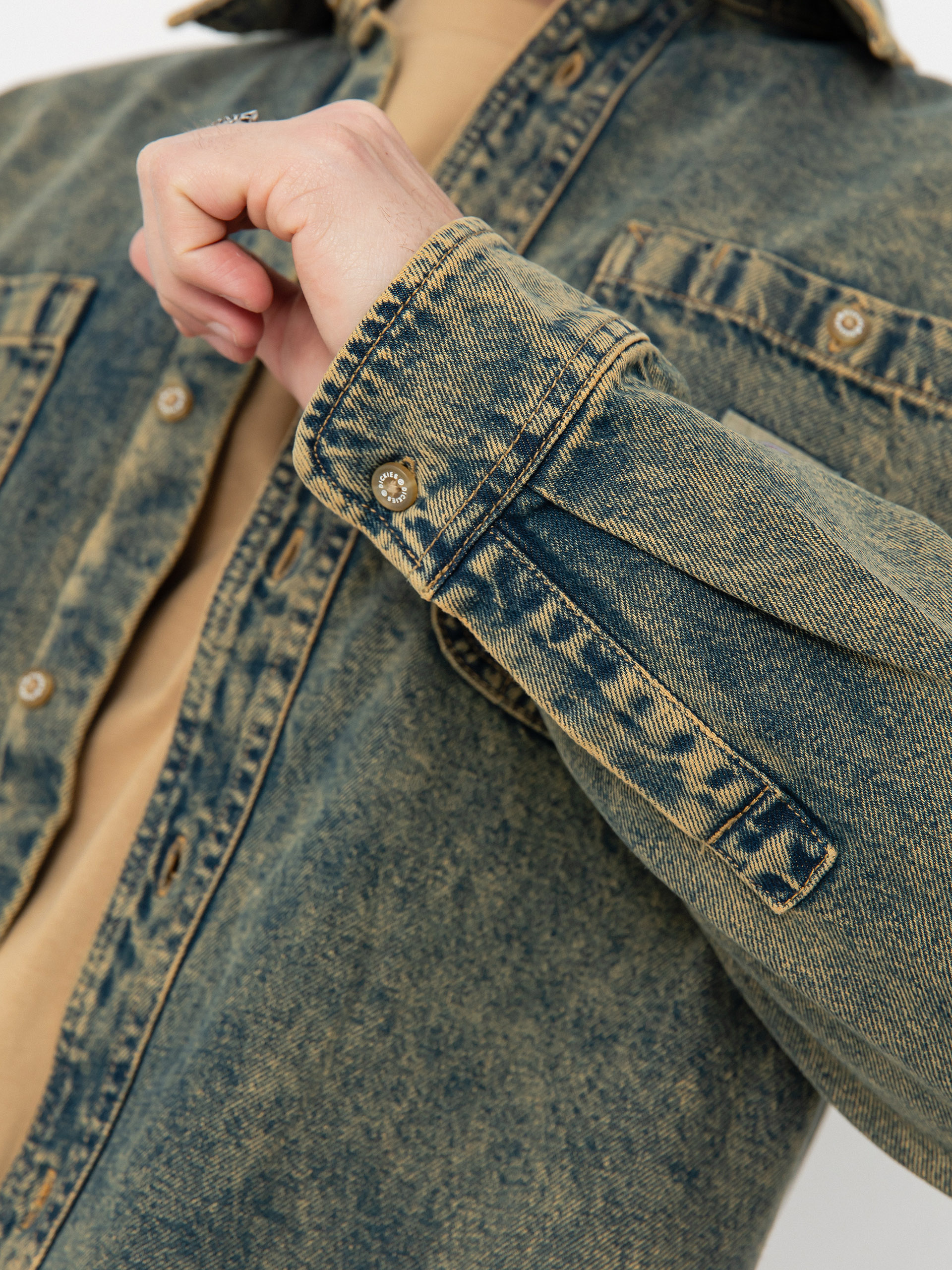 Košile Dickies Houston (yellow fade indigo)