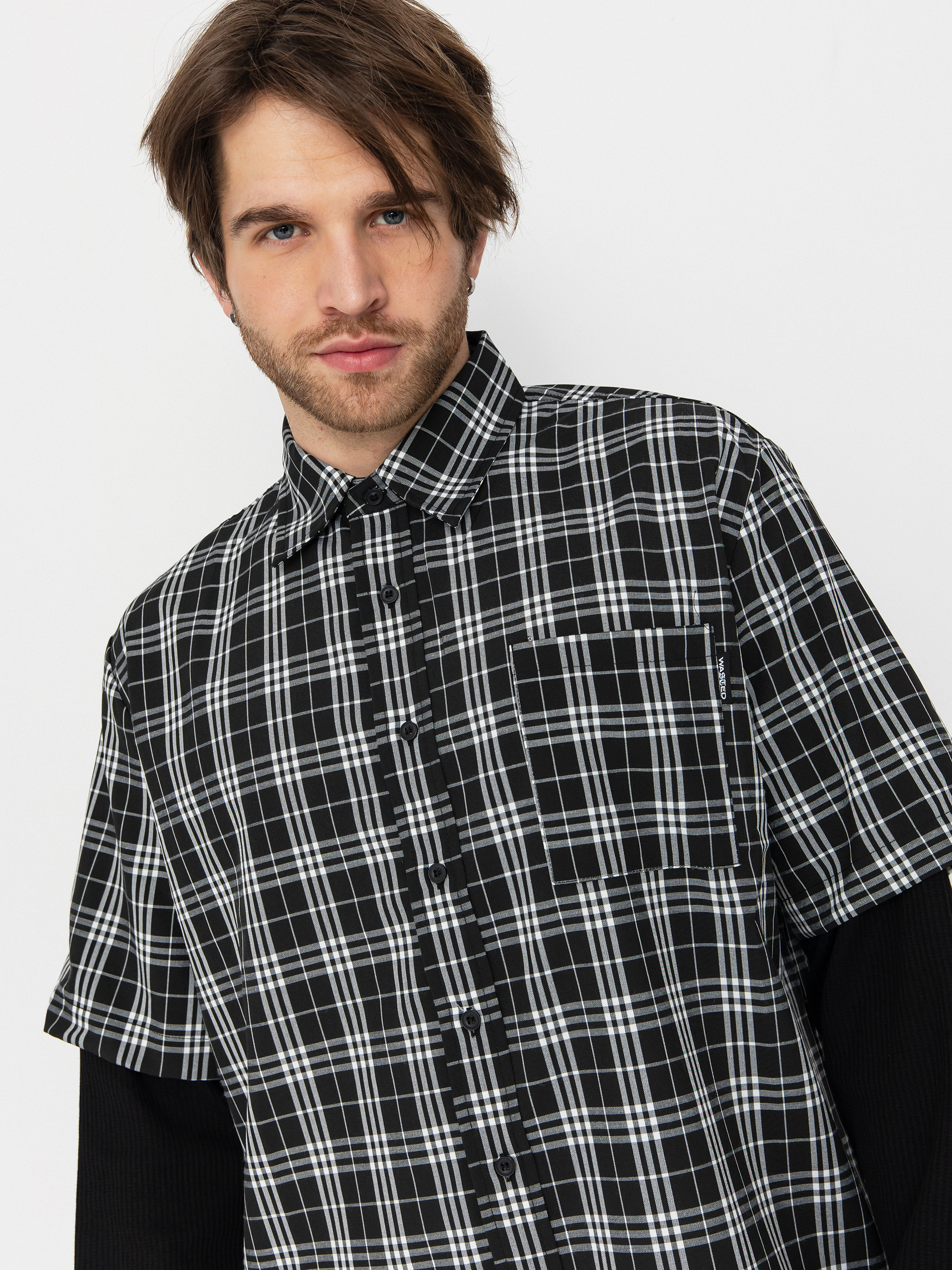 Košile Wasted Paris Yard Tartan Shirt Age (black/white)