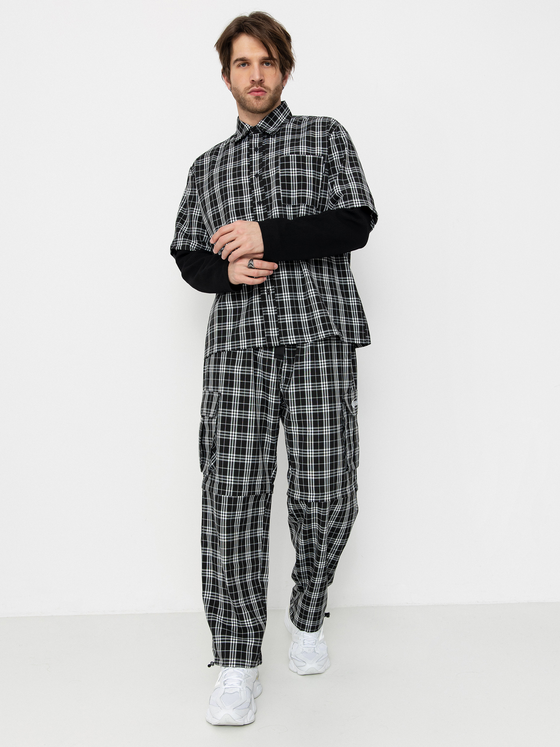 Košile Wasted Paris Yard Tartan Shirt Age (black/white)