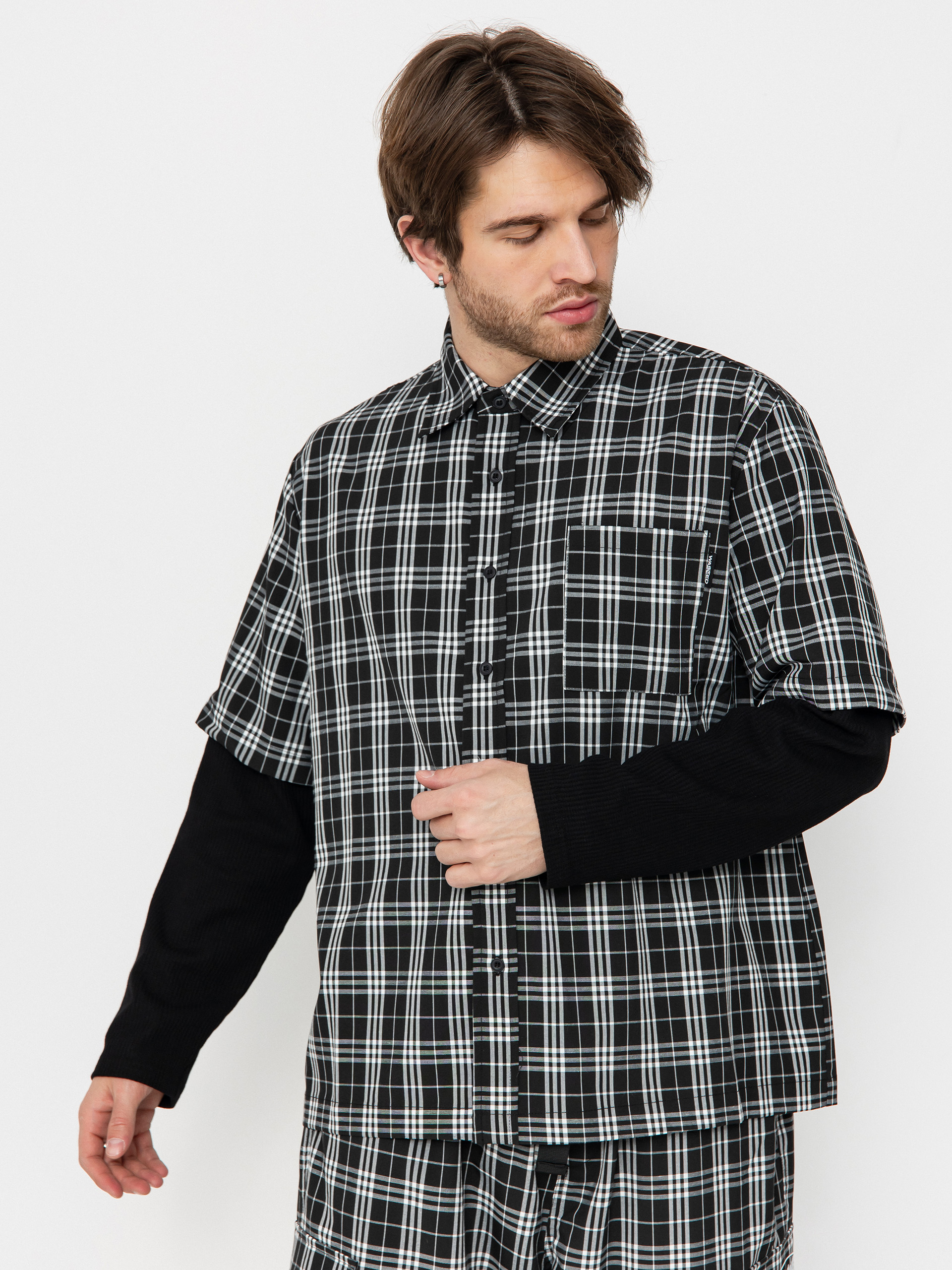 Košile Wasted Paris Yard Tartan Shirt Age (black/white)