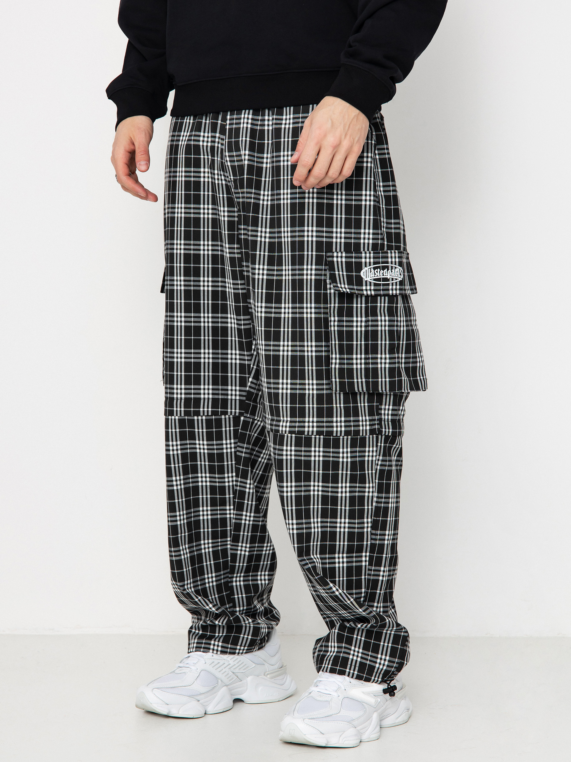 Kalhoty Wasted Paris Yard Tartan Hunter (black/white)