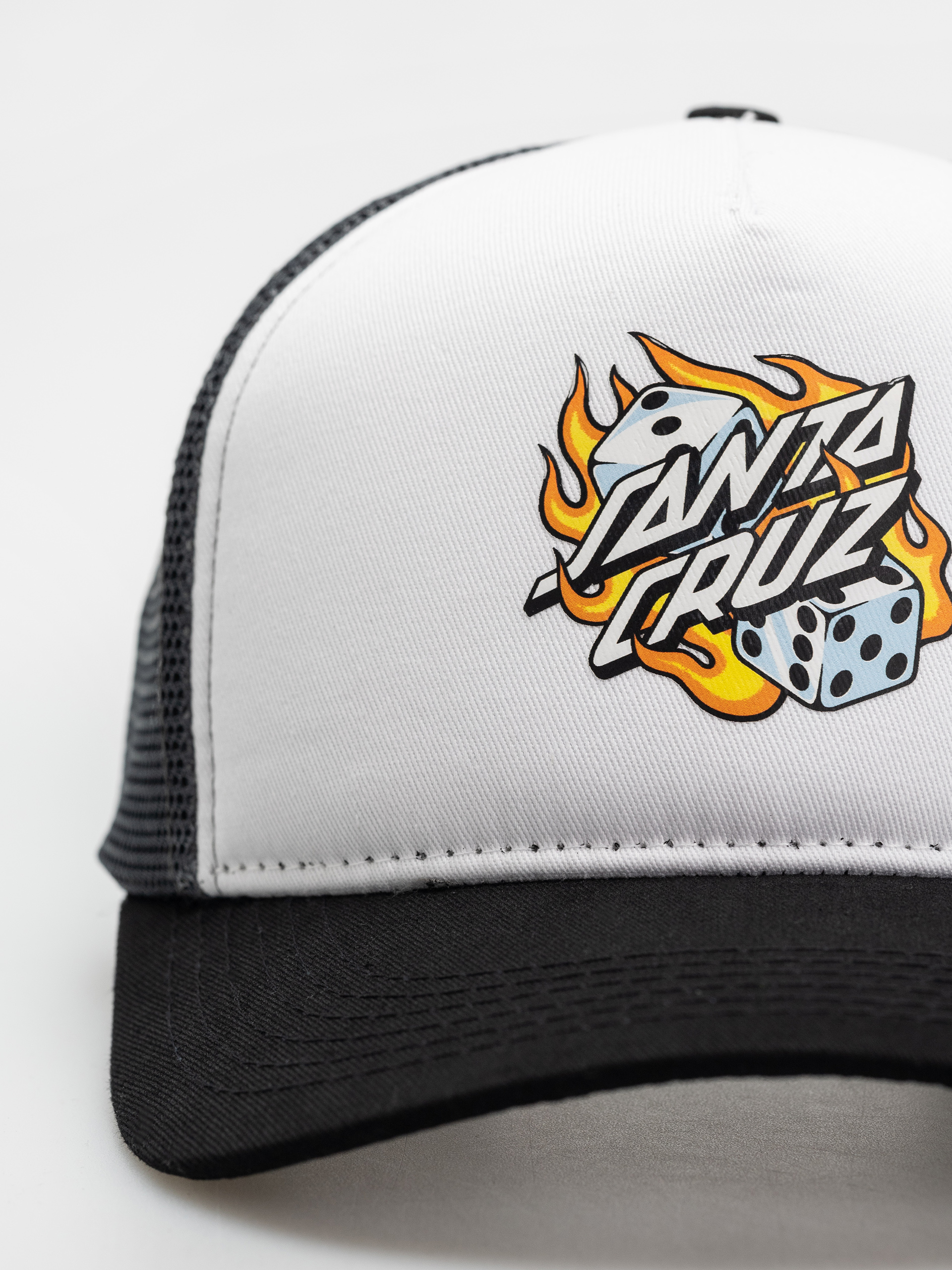 Kšiltovka  Santa Cruz Flaming Dice Dot (white/grey)