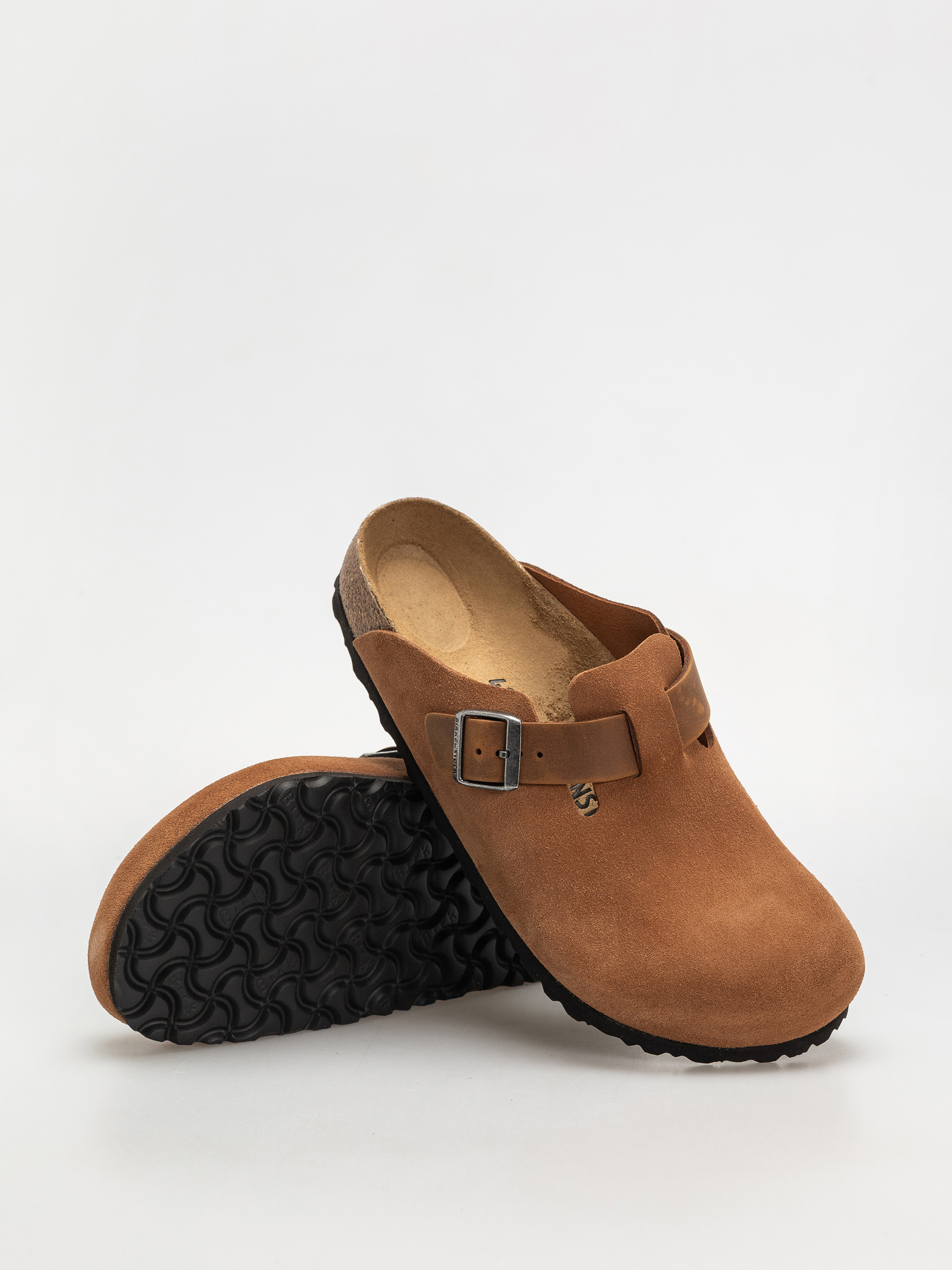 Plážovky Birkenstock Boston Suede Oiled Leather Regular (cognac)