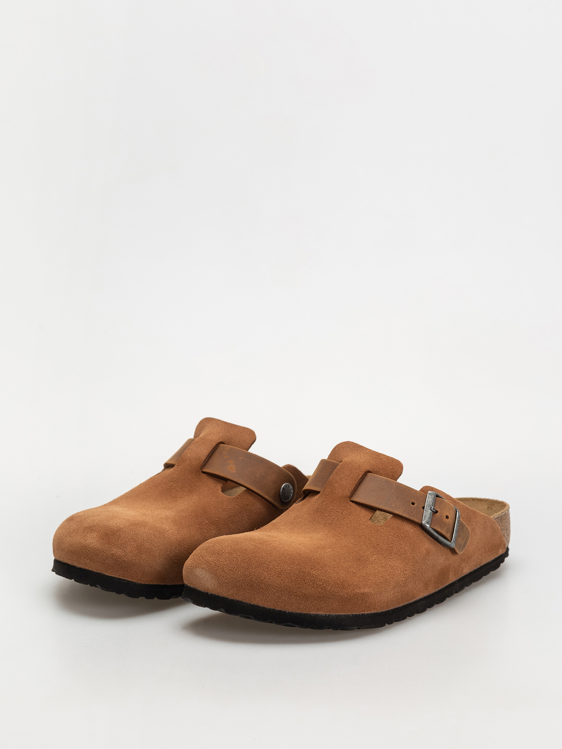 Plážovky Birkenstock Boston Suede Oiled Leather Regular (cognac)
