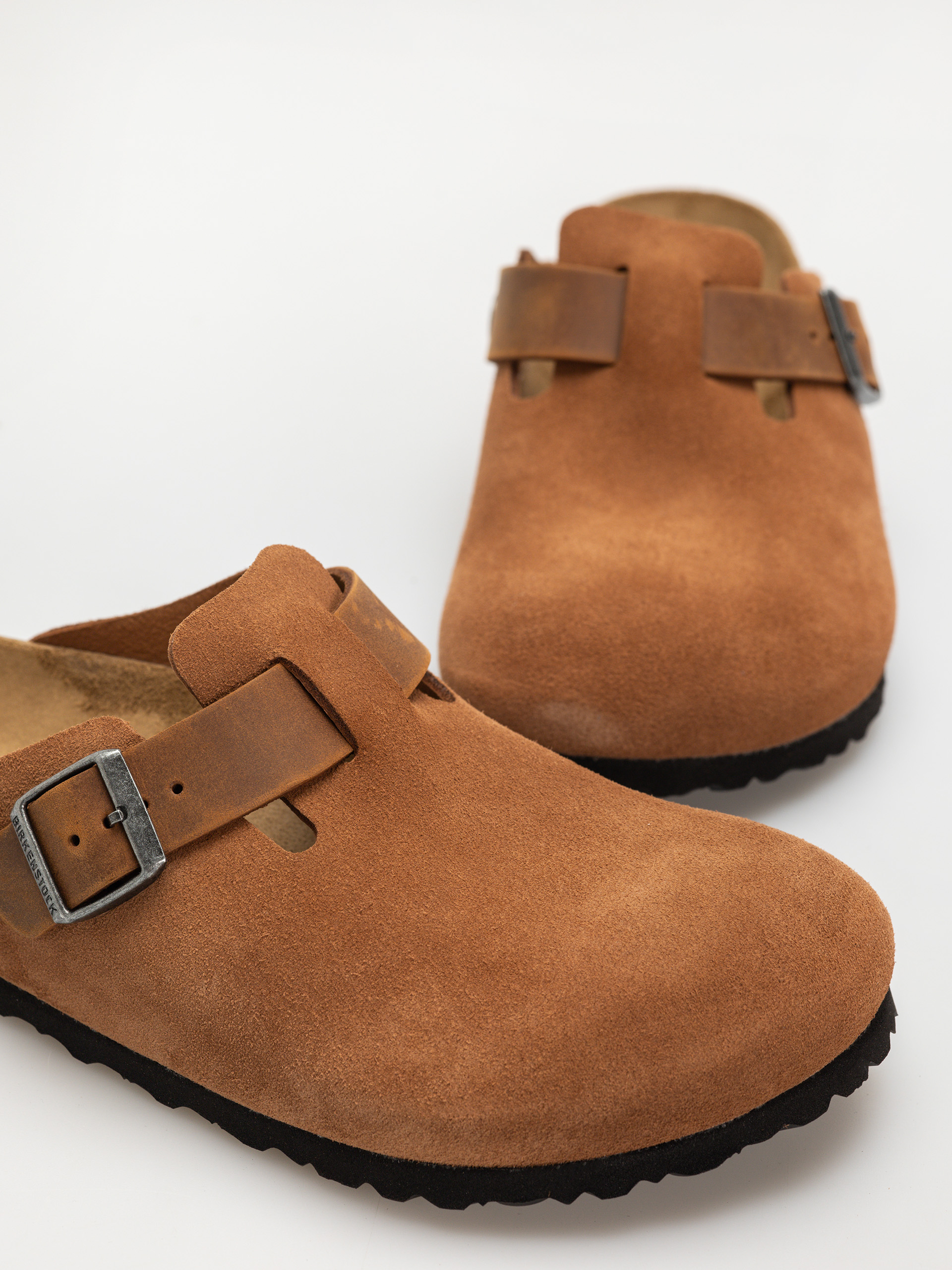 Plážovky Birkenstock Boston Suede Oiled Leather Regular (cognac)