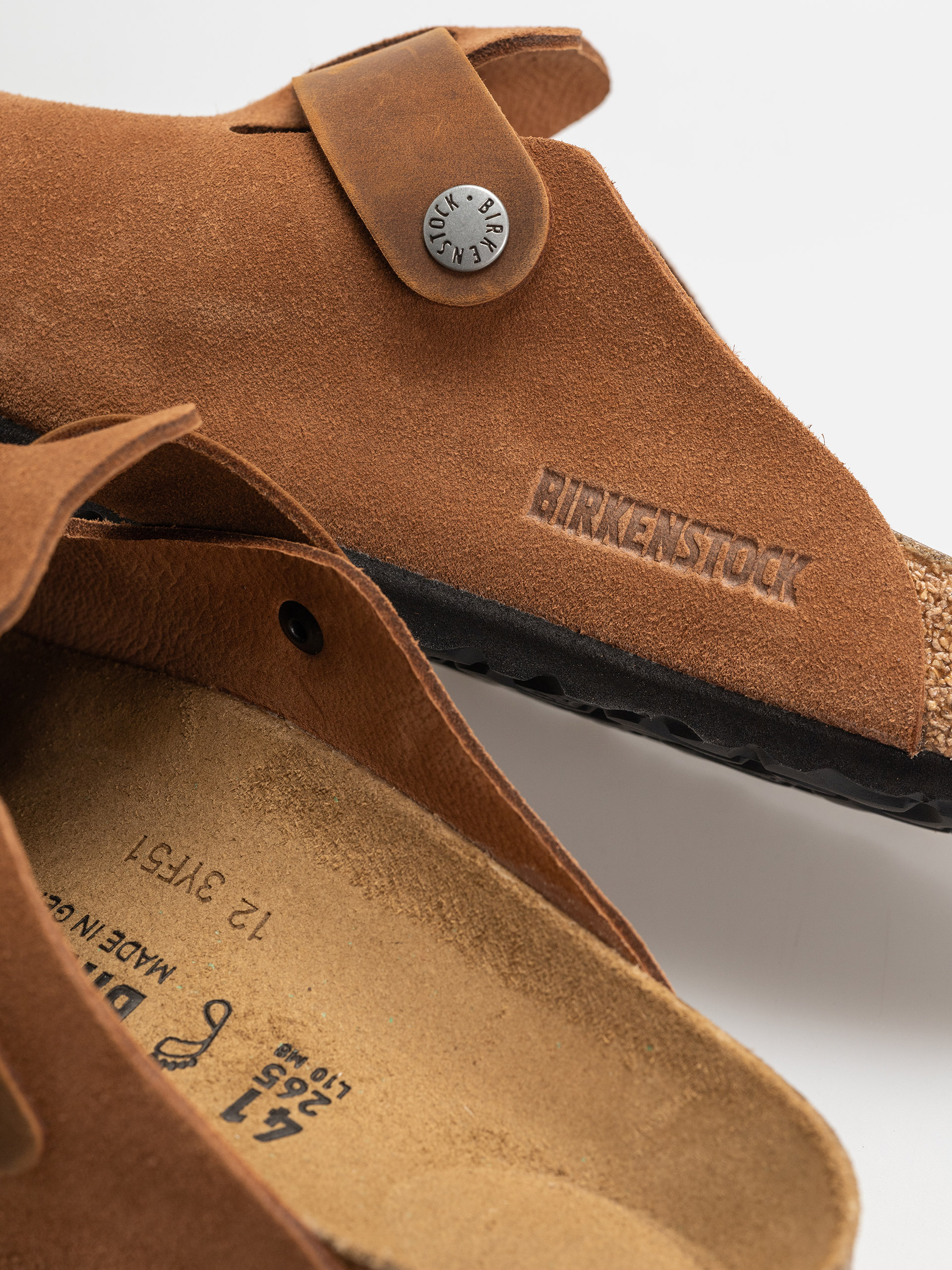 Plážovky Birkenstock Boston Suede Oiled Leather Regular (cognac)