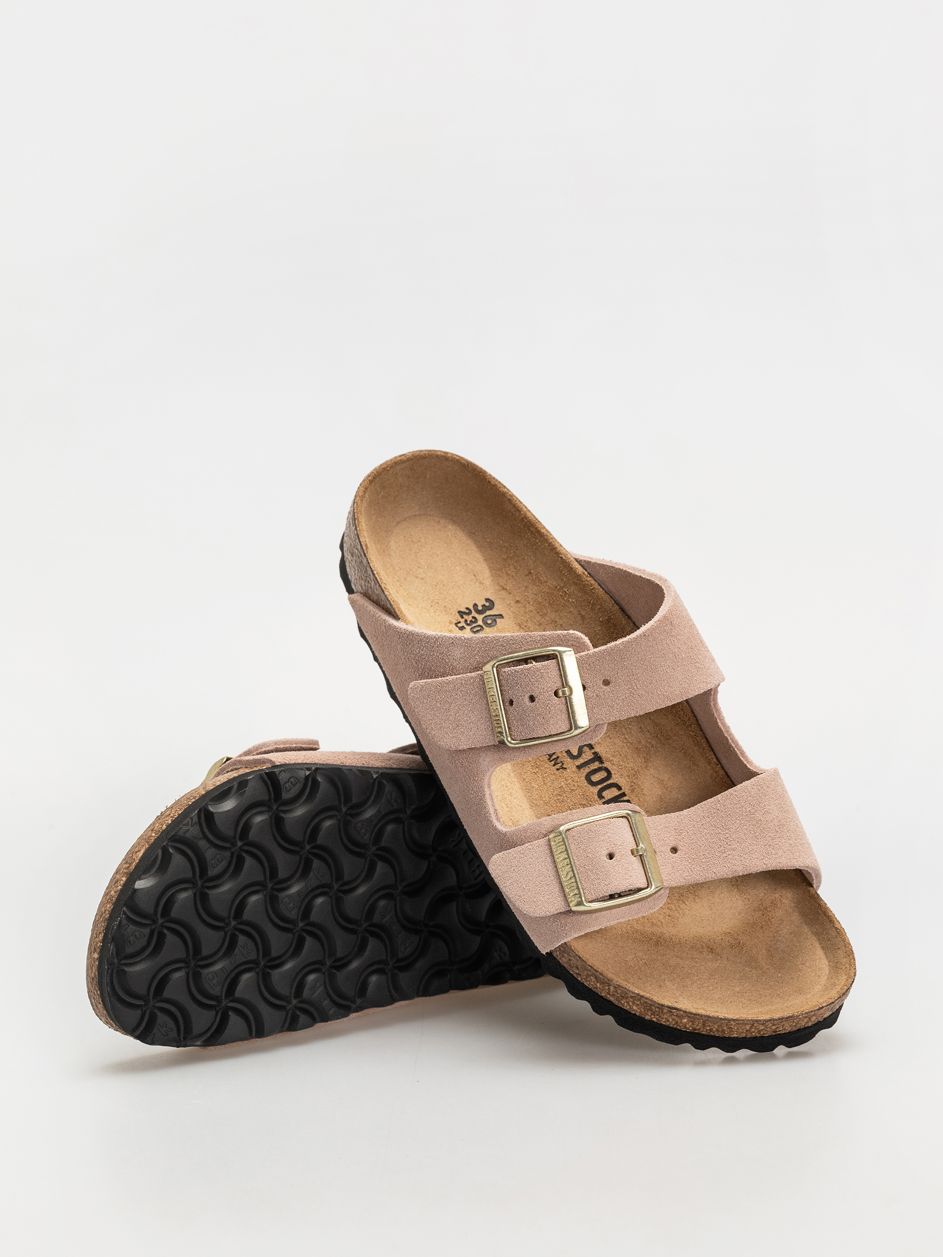Plážovky Birkenstock Arizona Suede Leather Narrow Wmn (light rose)