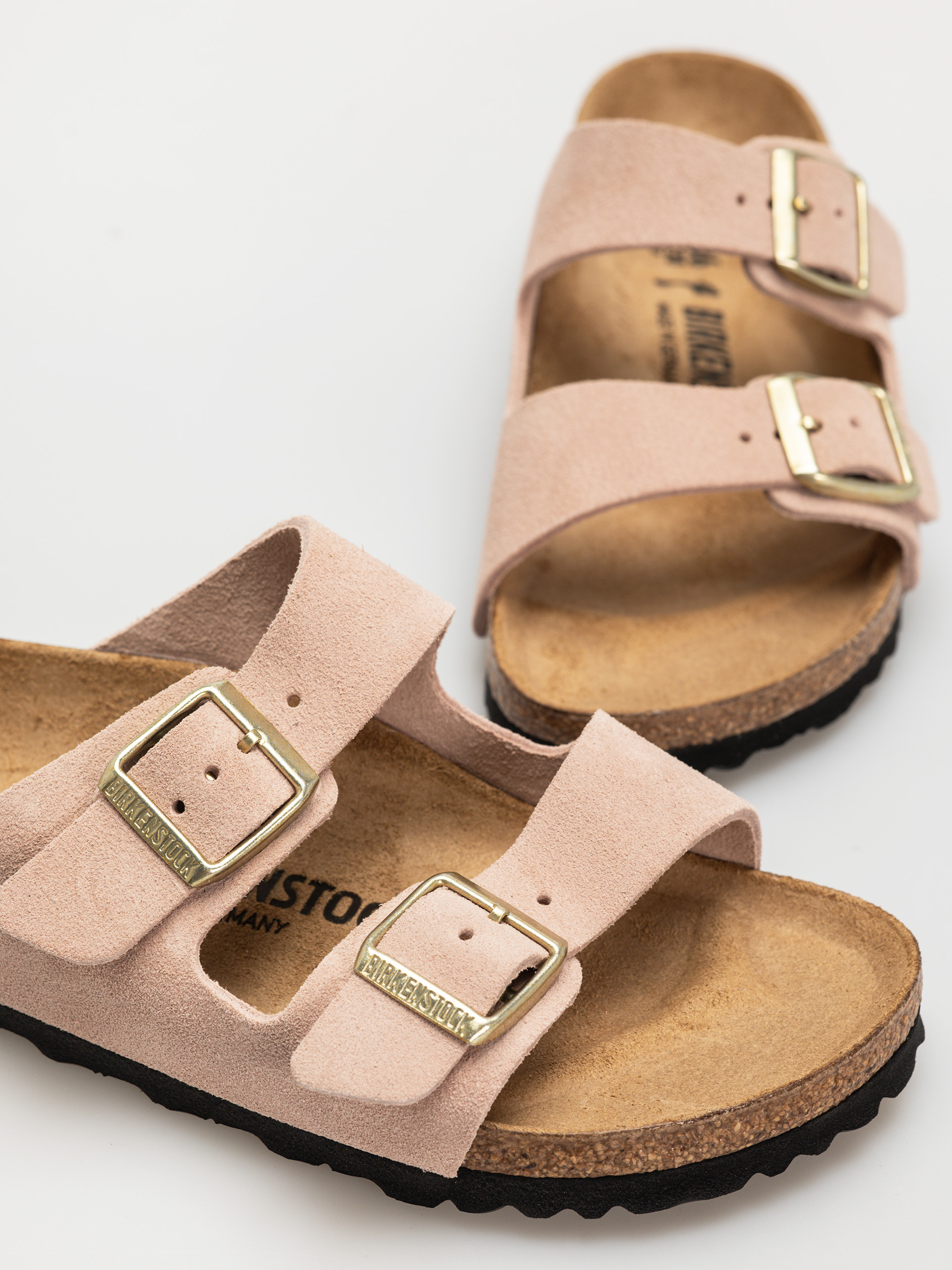 Plážovky Birkenstock Arizona Suede Leather Narrow Wmn (light rose)