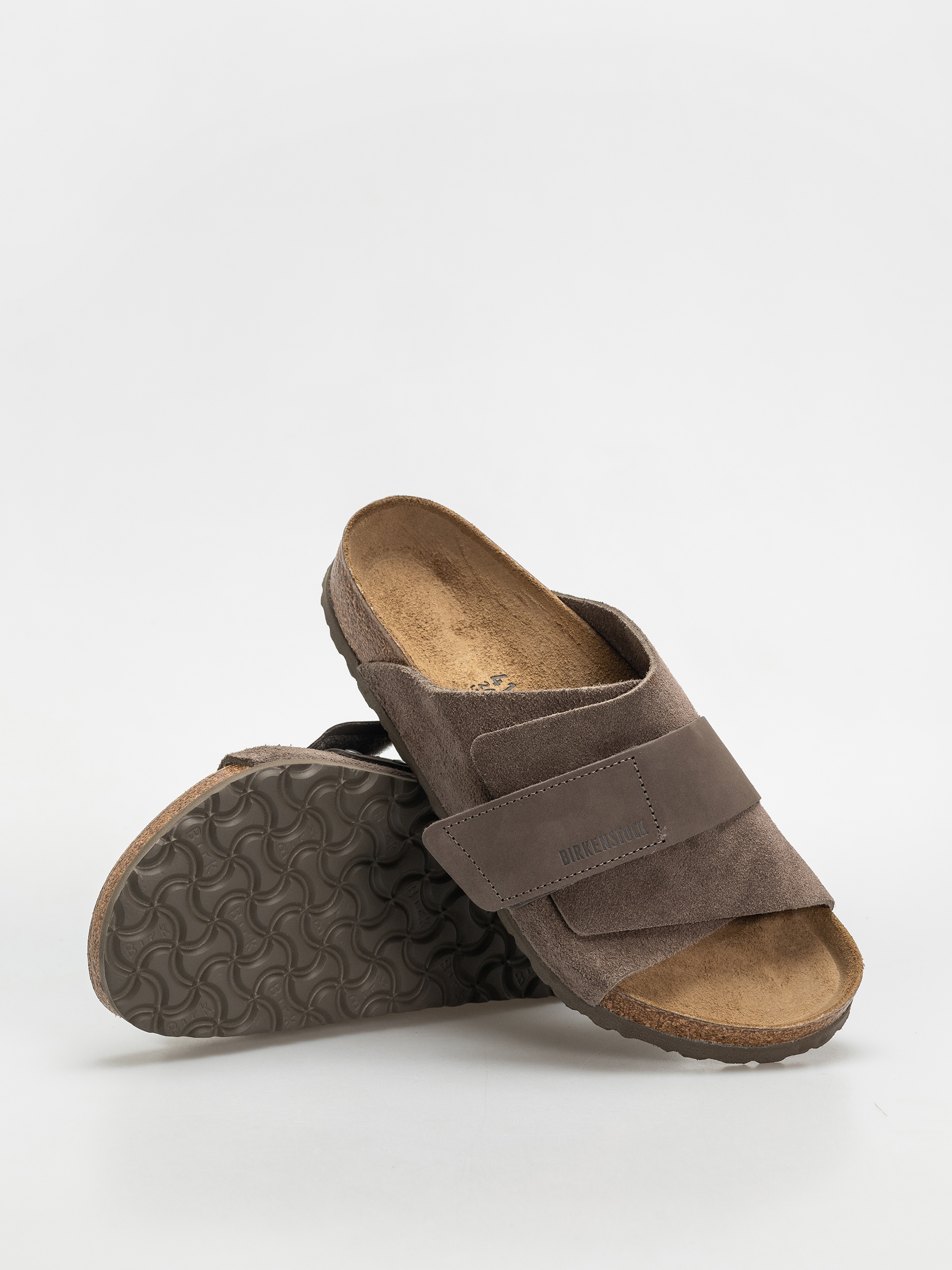 Plážovky Birkenstock Kyoto Nubuck Suede Leather Regular (concrete gray)