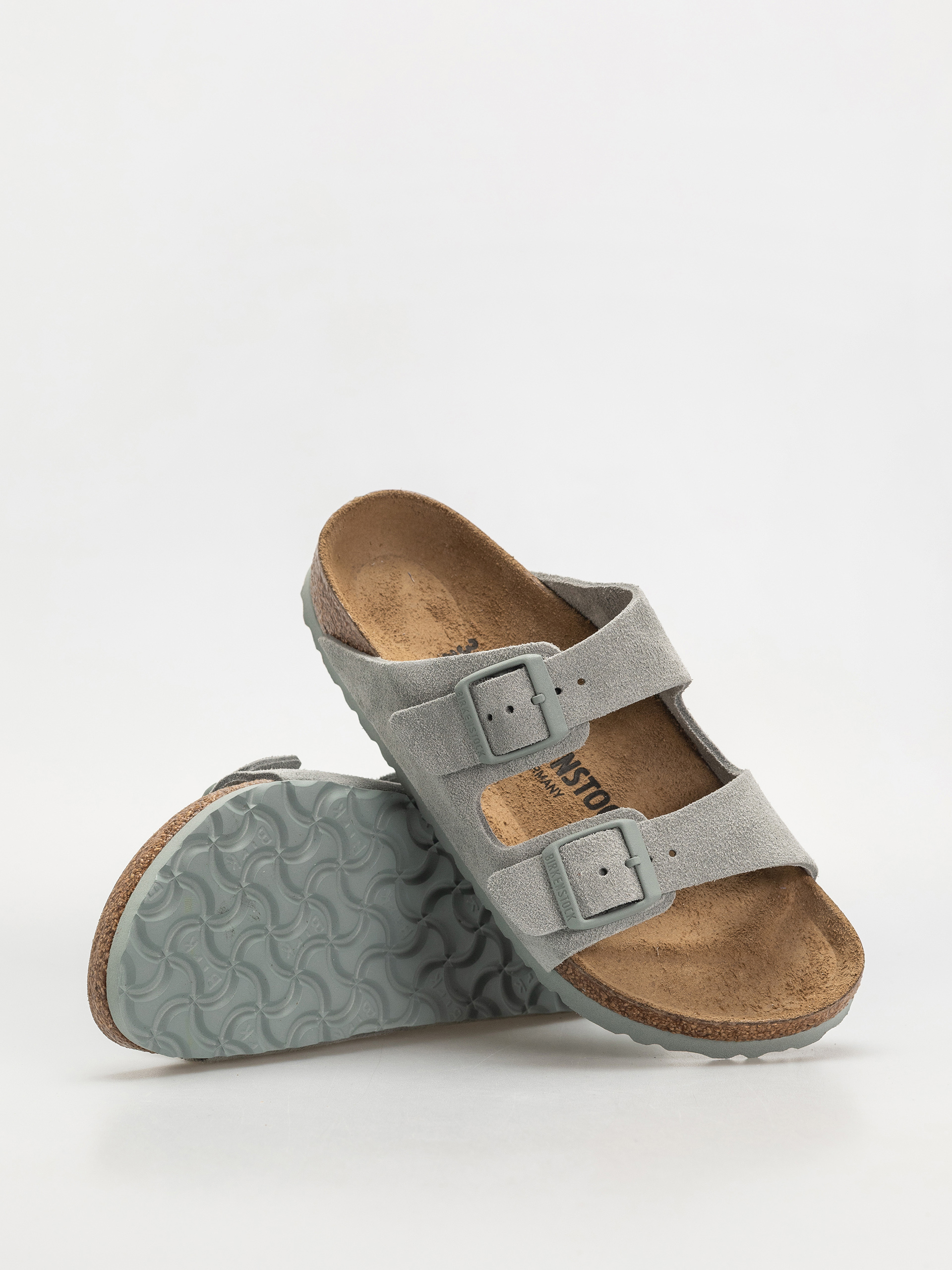 Plážovky Birkenstock Arizona Suede Leather Narrow Wmn (pure sage)
