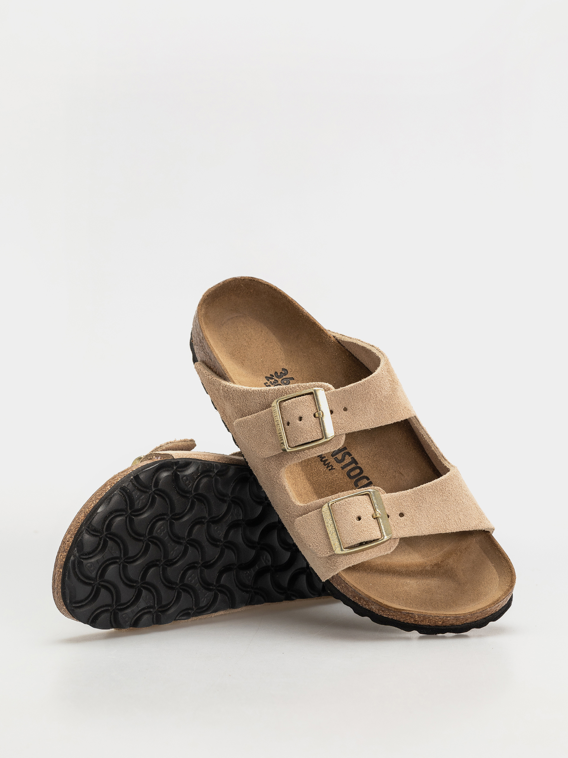 Plážovky Birkenstock Arizona Suede Leather Narrow Wmn (sandcastle)