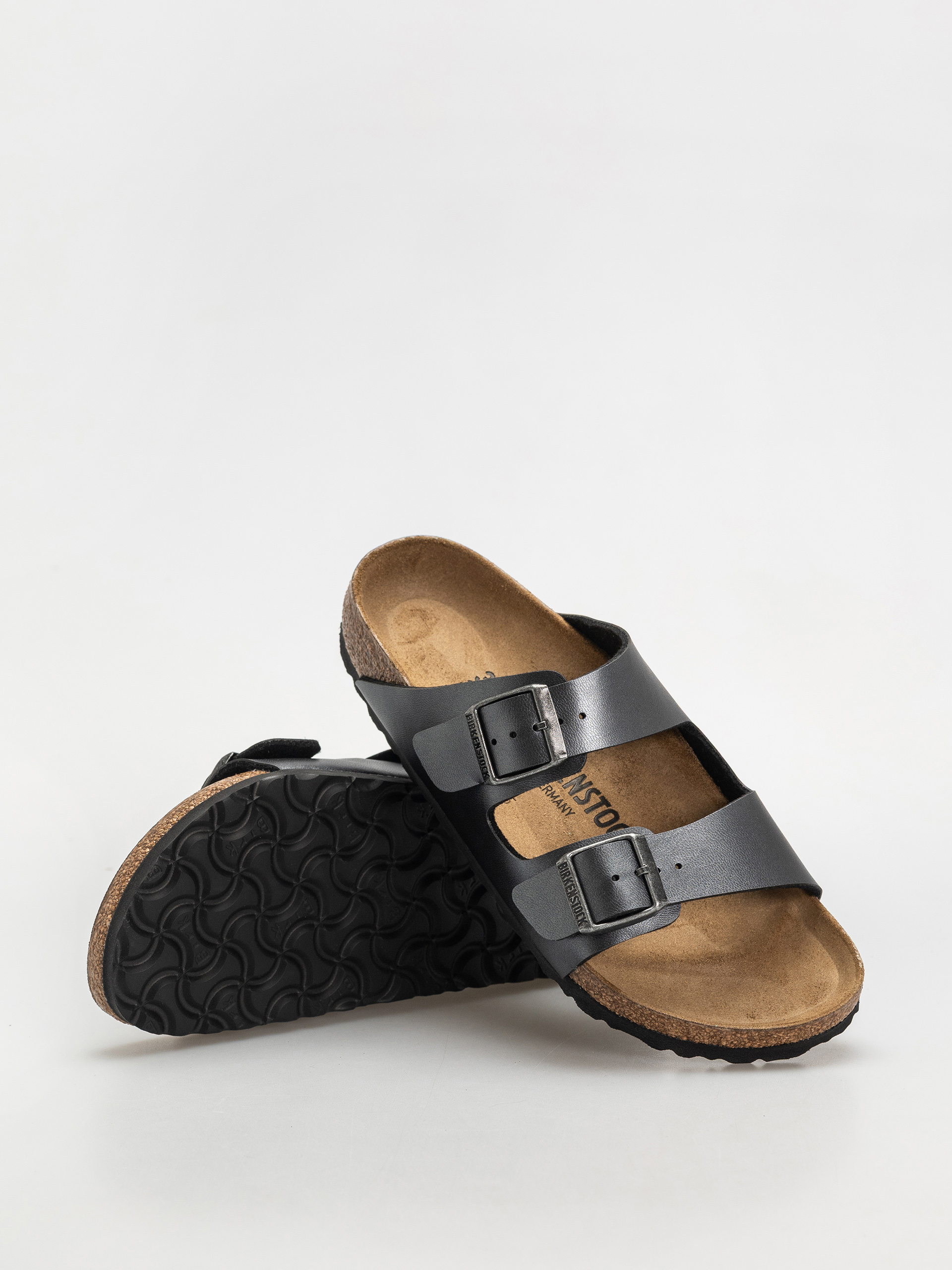 Plážovky Birkenstock Arizona Birko Flor Metallic Narrow Wmn (metallic black)