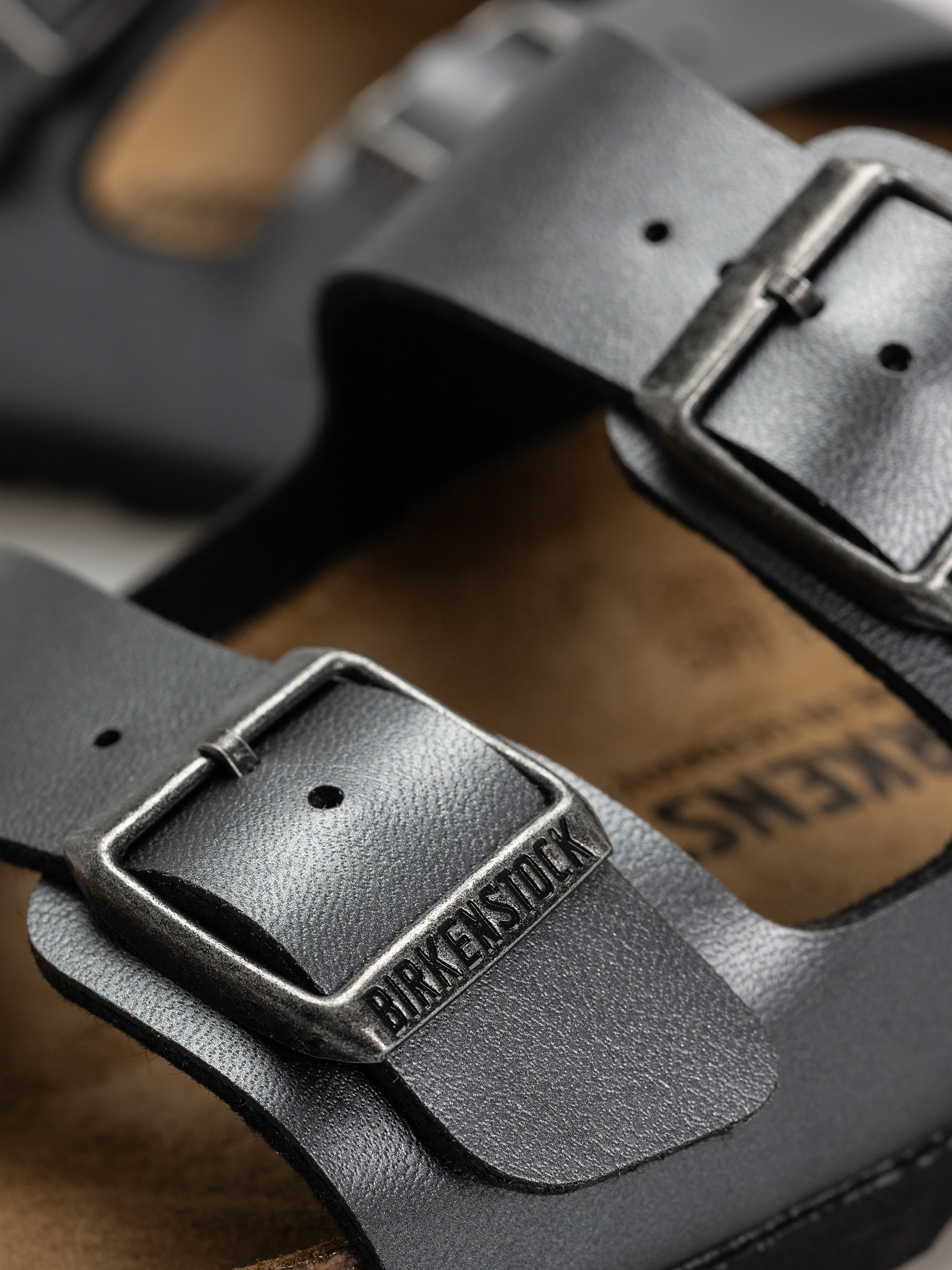 Plážovky Birkenstock Arizona Birko Flor Metallic Narrow Wmn (metallic black)