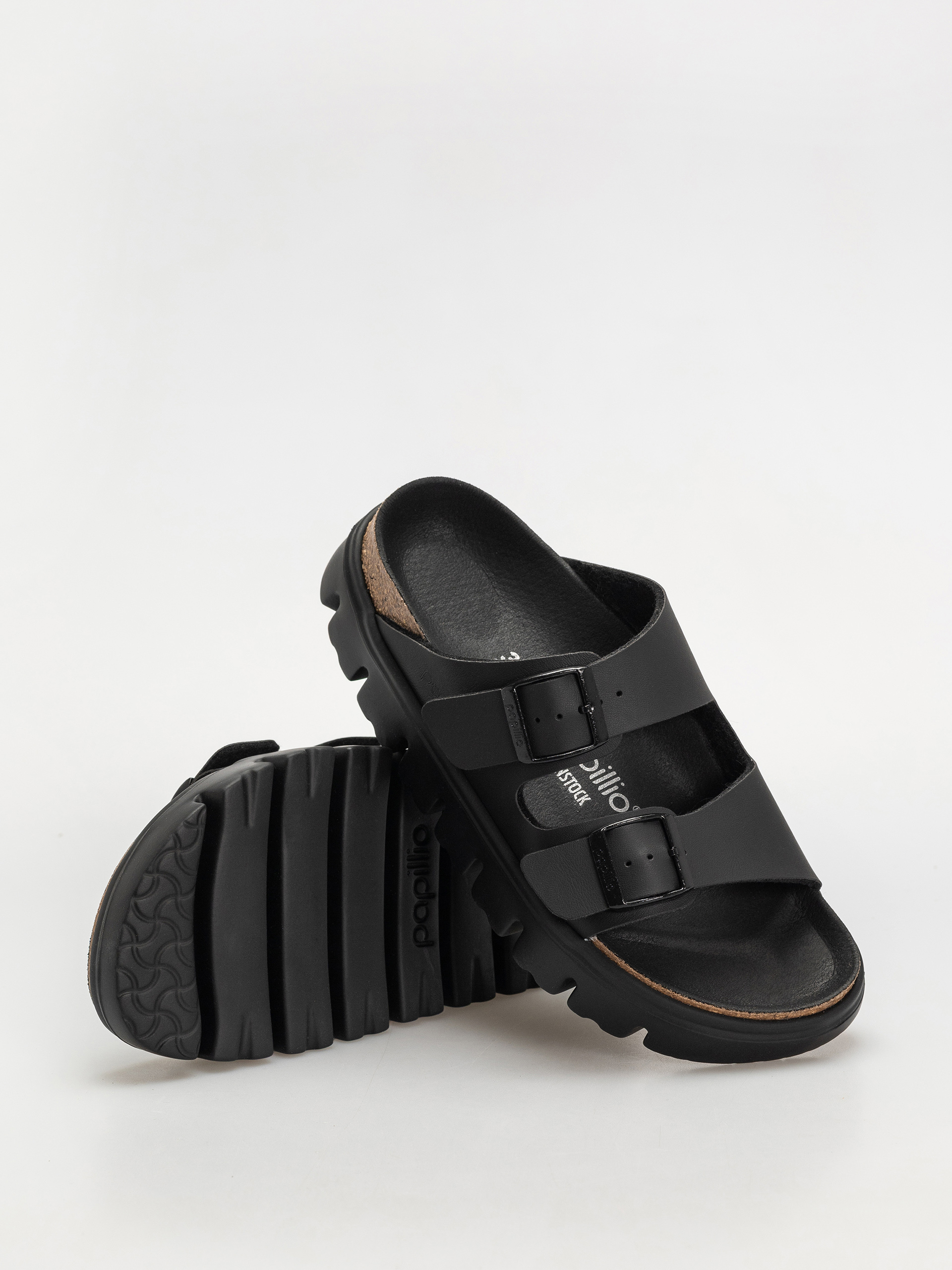 Plážovky Birkenstock Arizona Chunky Briko Flor Narrow Wmn (black/black)