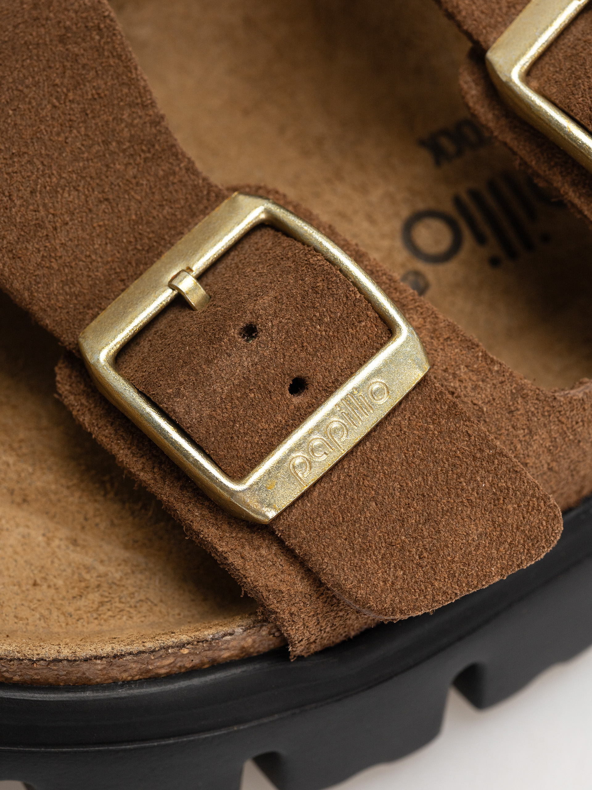 Plážovky Birkenstock Arizona Chunky Suede Narrow Wmn (dark tea/black)