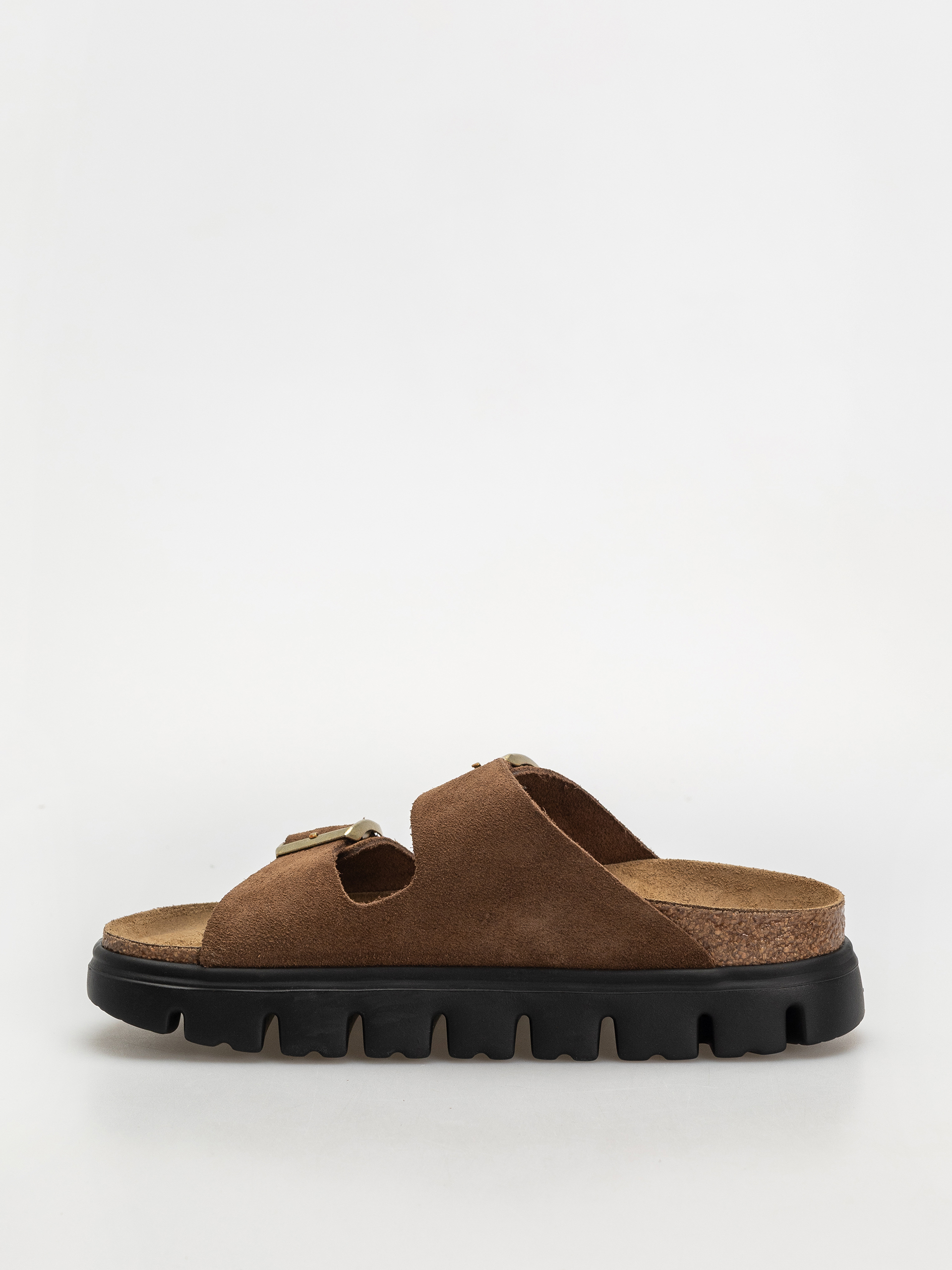 Plážovky Birkenstock Arizona Chunky Suede Narrow Wmn (dark tea/black)