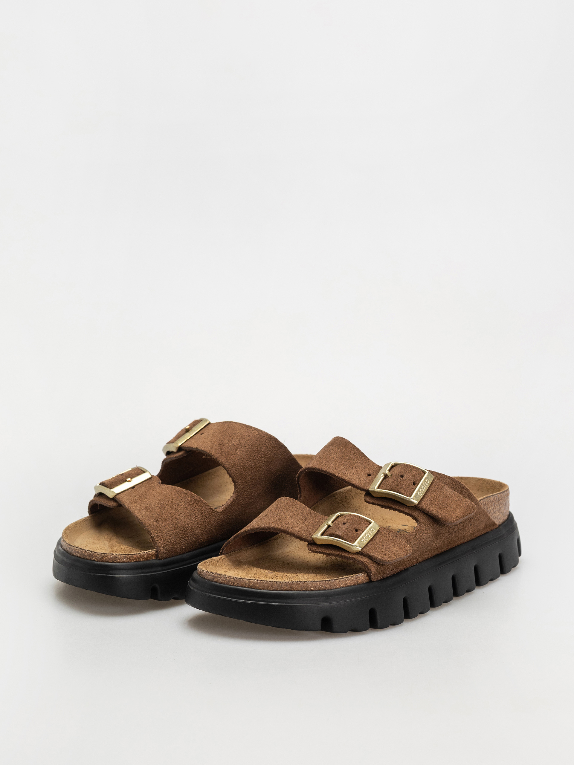 Plážovky Birkenstock Arizona Chunky Suede Narrow Wmn (dark tea/black)