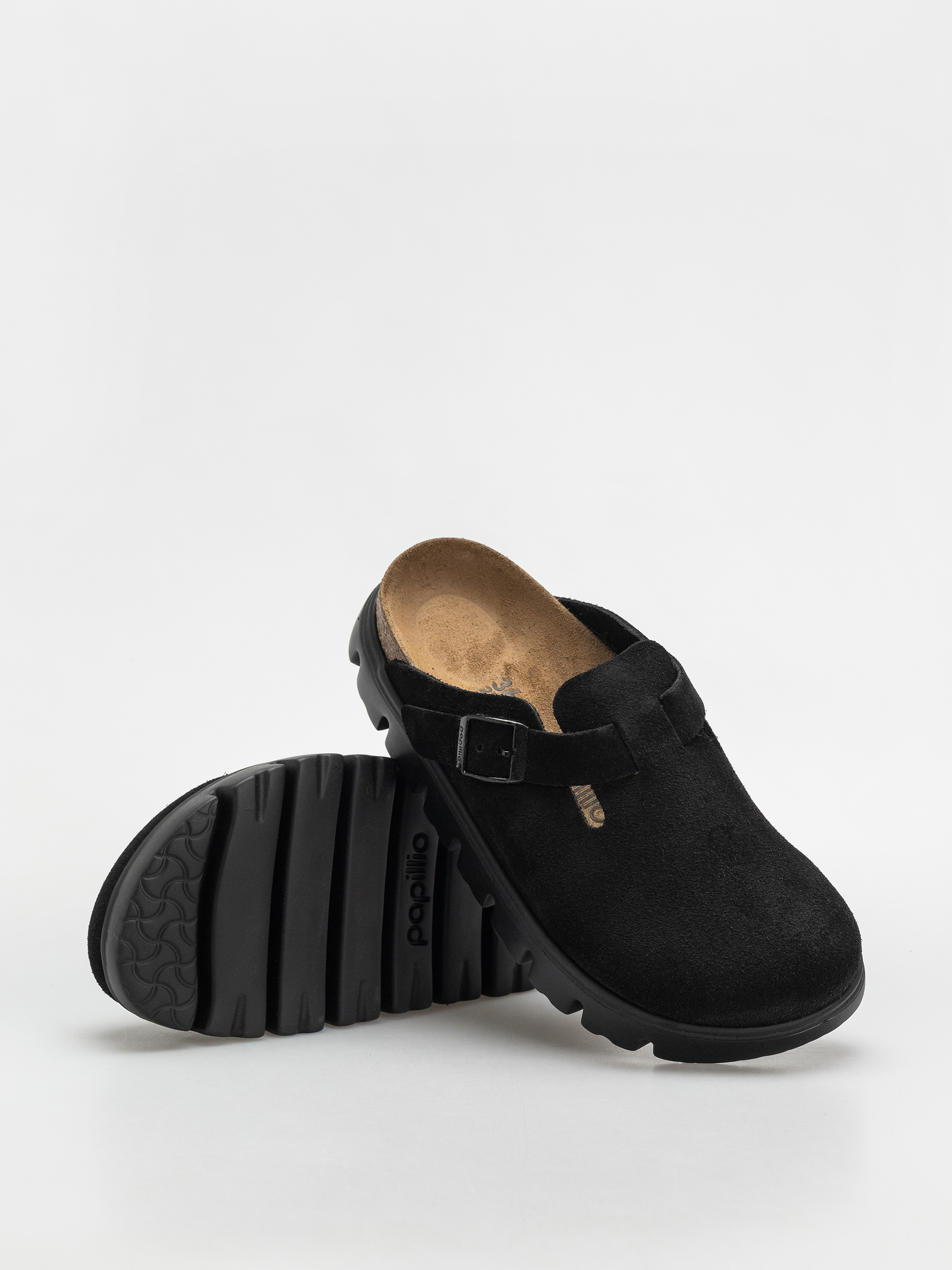Plážovky Birkenstock Boston Chunky Suede Narrow Wmn (black/black)