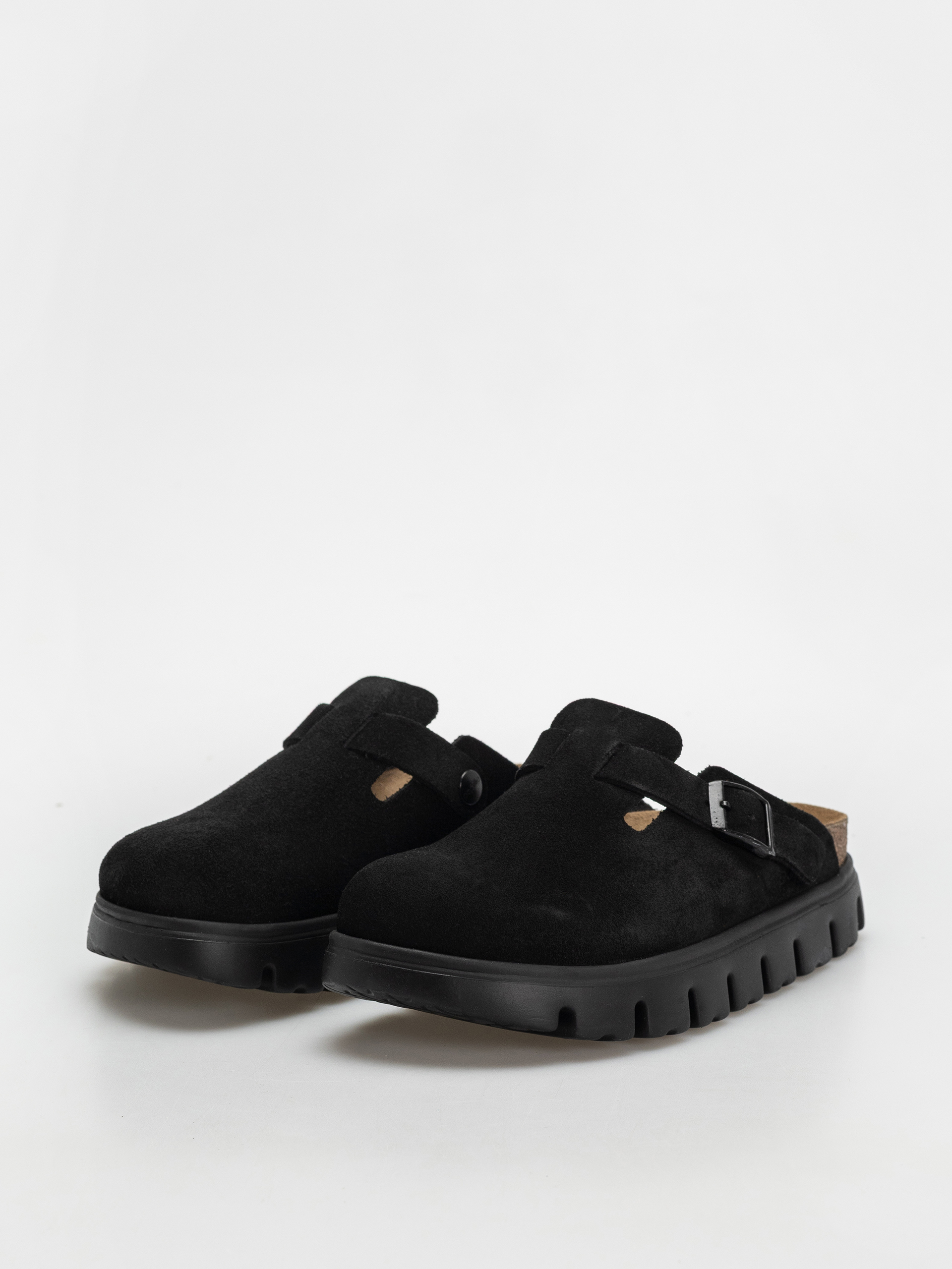 Plážovky Birkenstock Boston Chunky Suede Narrow Wmn (black/black)
