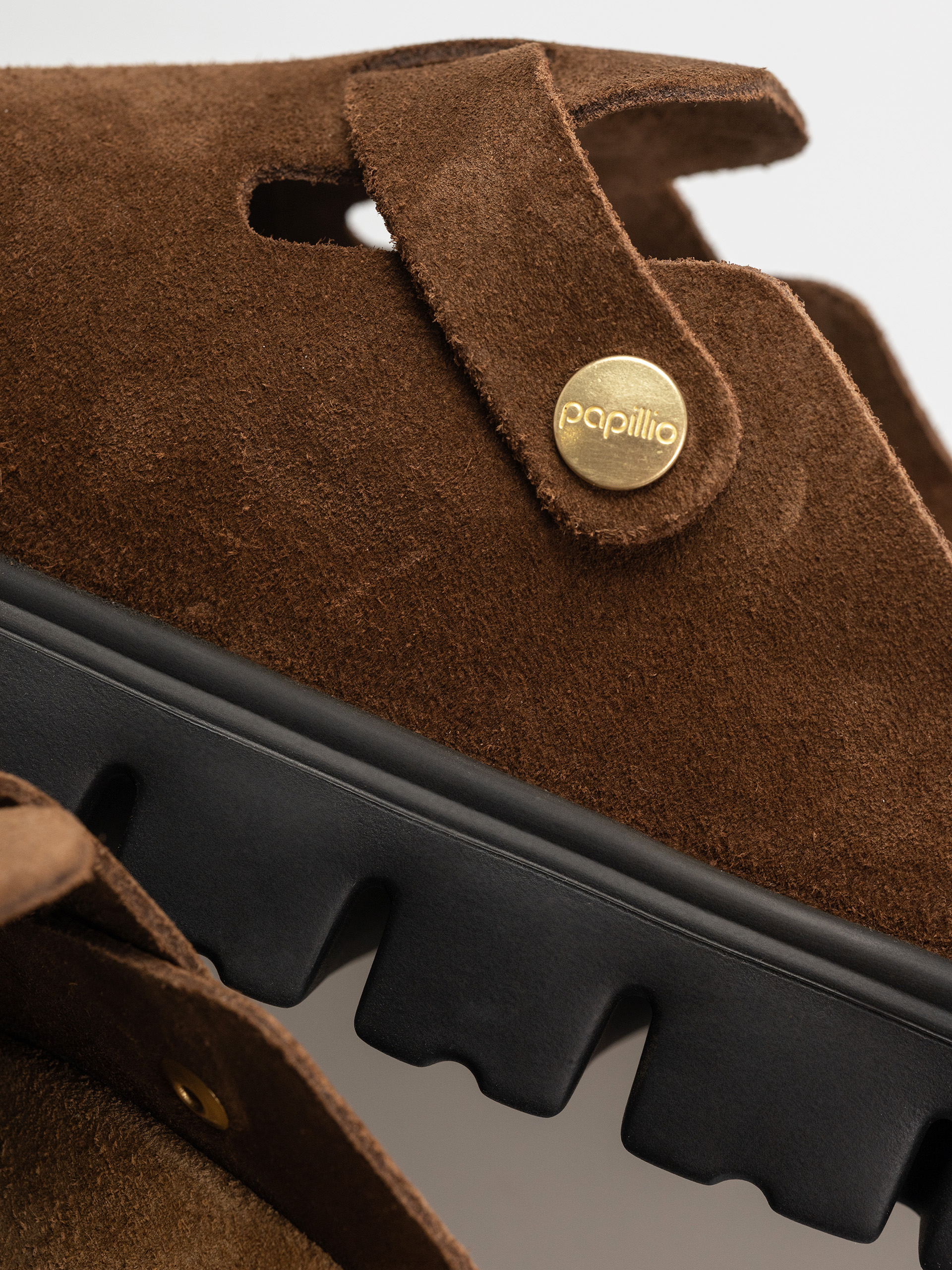 Plážovky Birkenstock Boston Chunky Suede Narrow Wmn (dark tea/black)