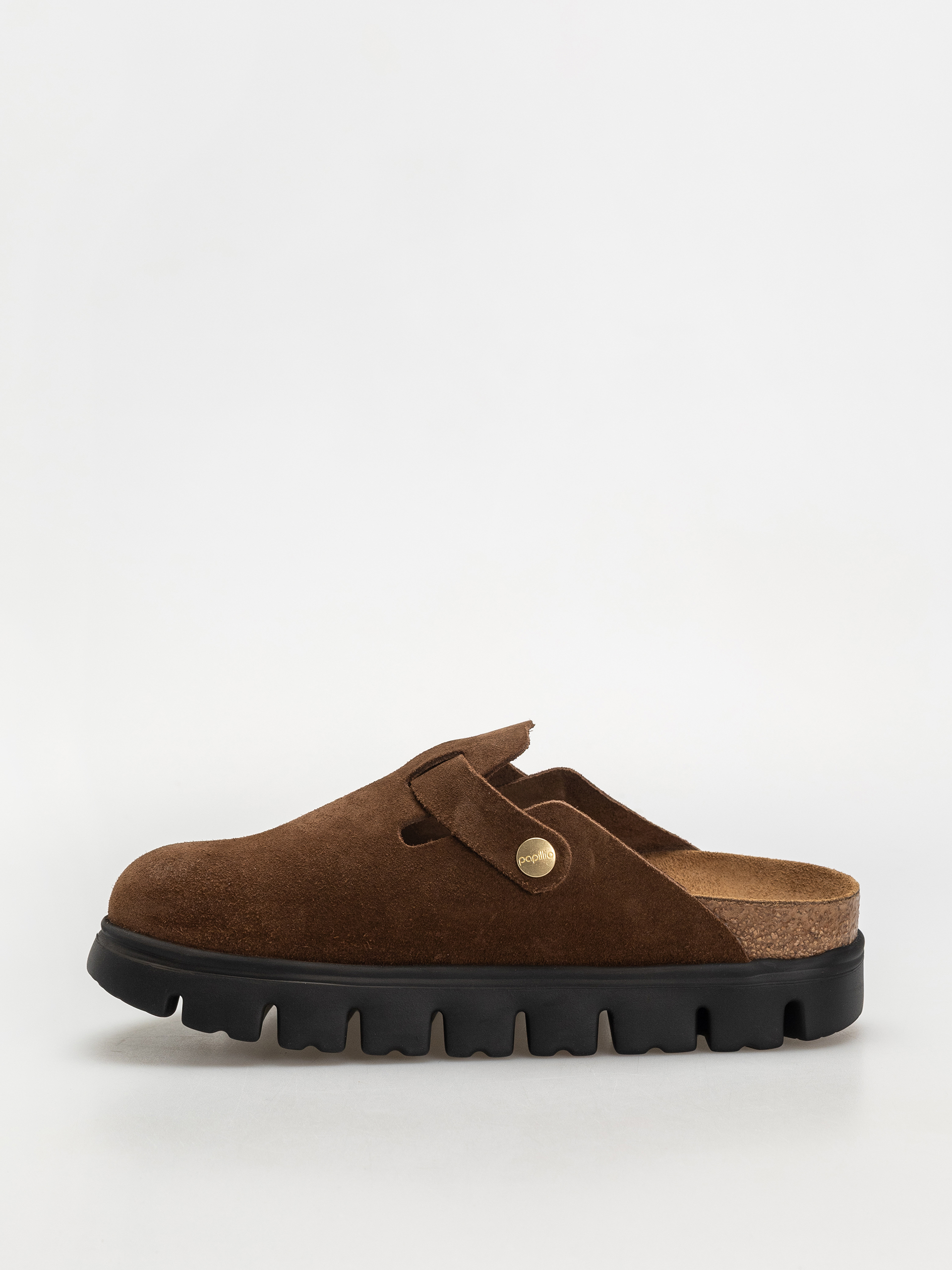 Plážovky Birkenstock Boston Chunky Suede Narrow Wmn (dark tea/black)