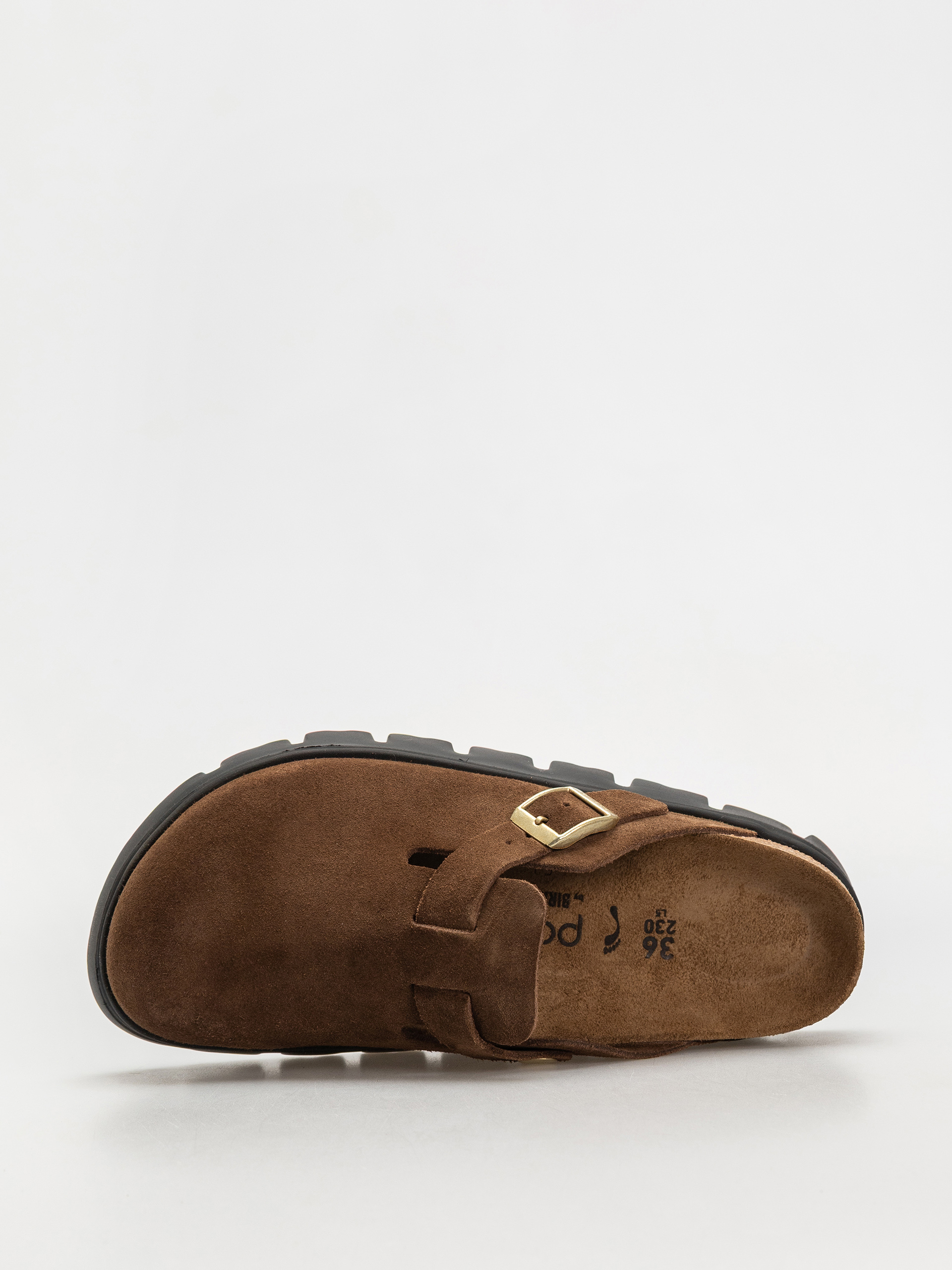 Plážovky Birkenstock Boston Chunky Suede Narrow Wmn (dark tea/black)